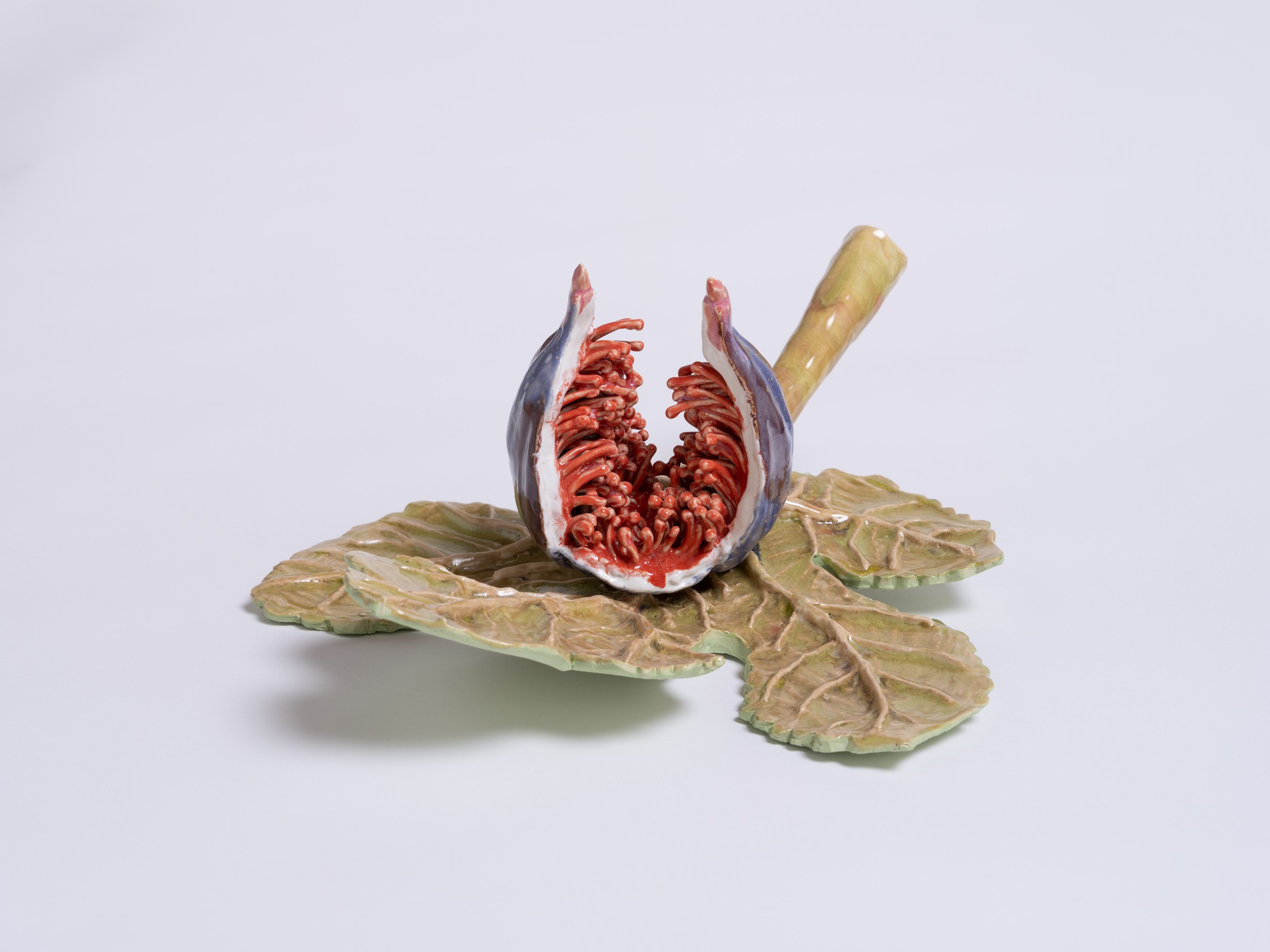   Open Fig Over Leaf , 2022 Glazed porcelain 16 x 13 x 7 1/2 inches&nbsp; 