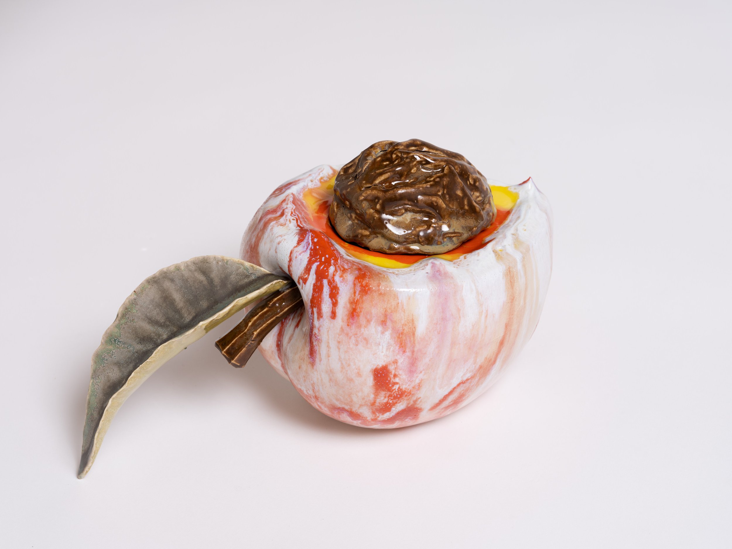   Peach with Pit I , 2022 Glazed porcelain 12 x 7 x 7 inches&nbsp; 