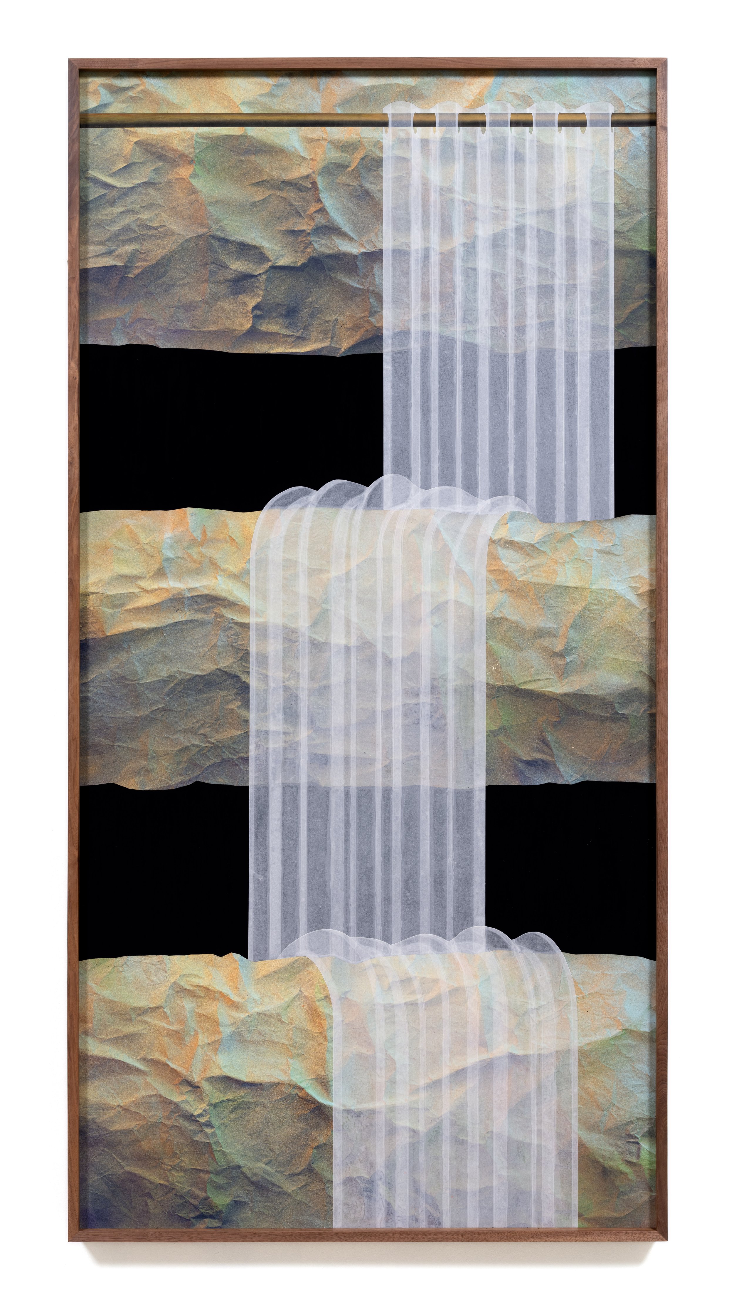   Weeping Rock , 2024 Acrylic and collage on aluminum 41 x 81 x 1½ inches&nbsp;(framed) 