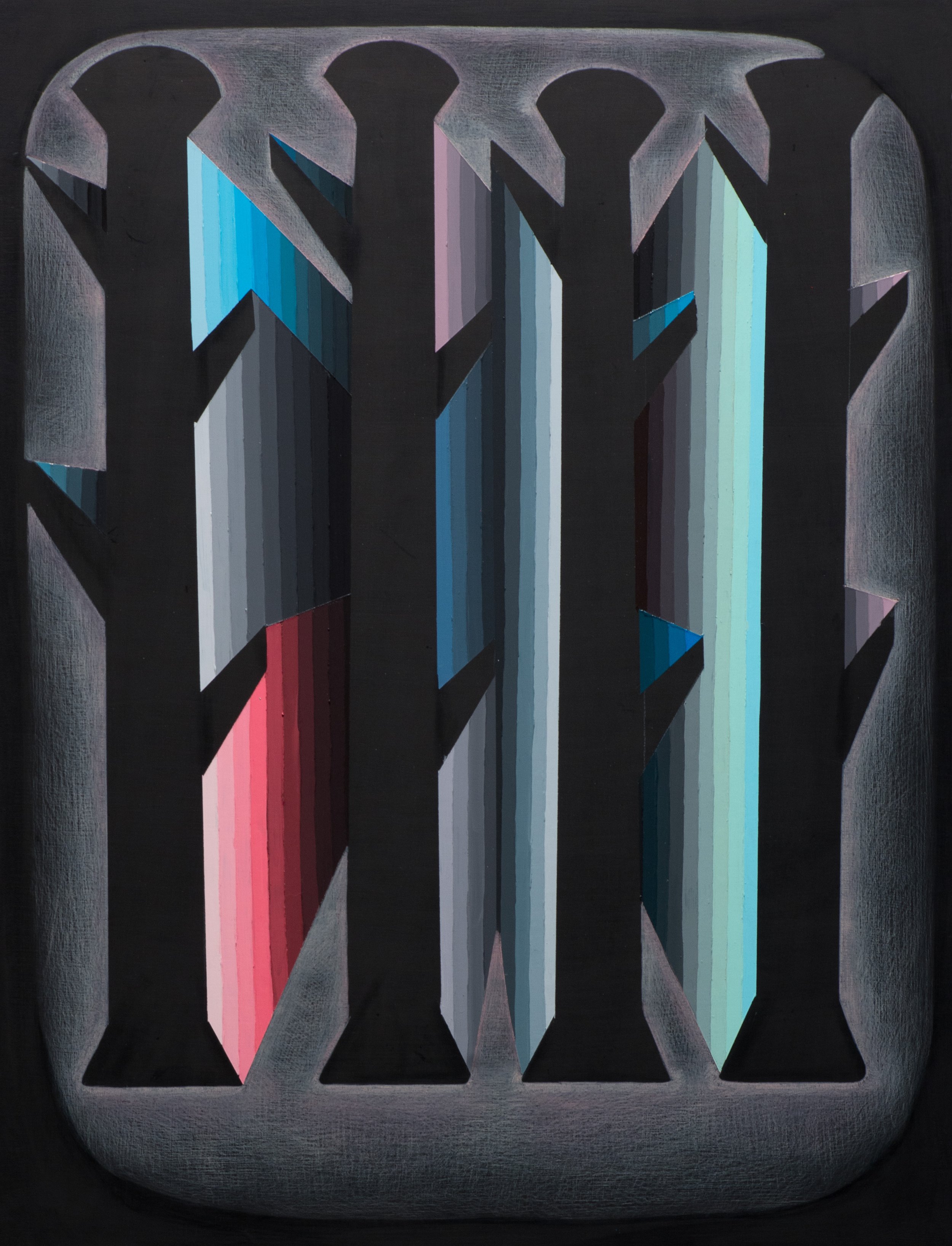 Circuitous # 8, 2015 Acrylic and colored pencil on panel 24 x 18 inches
