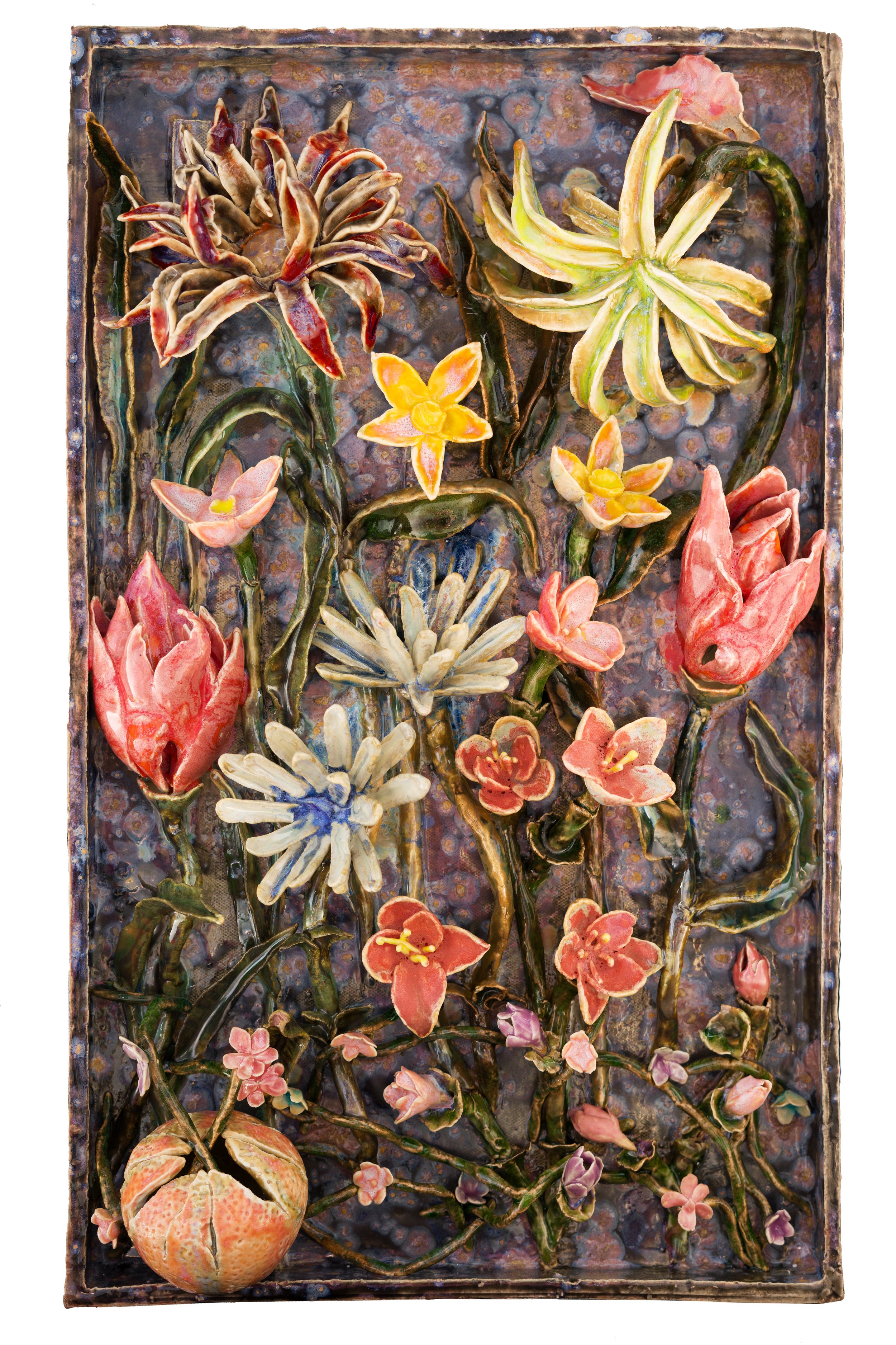 Orange with Flowers , 2024 Glazed ceramic 20½ x 12¾ x 4½ inches