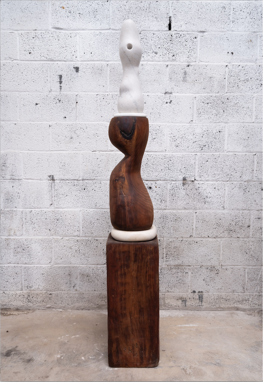 Ian L.C. Swordy King’s Head , 2023 Marble and wood 74 x 11 x 11 inches