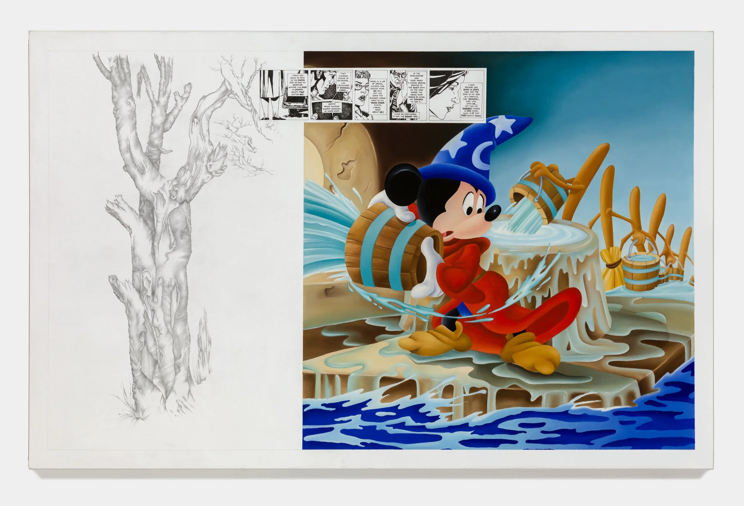   Mother Mary Comes To Me , 2009 Oil, graphite and ink on canvas 46 x 72 x 1 1/4 inches 