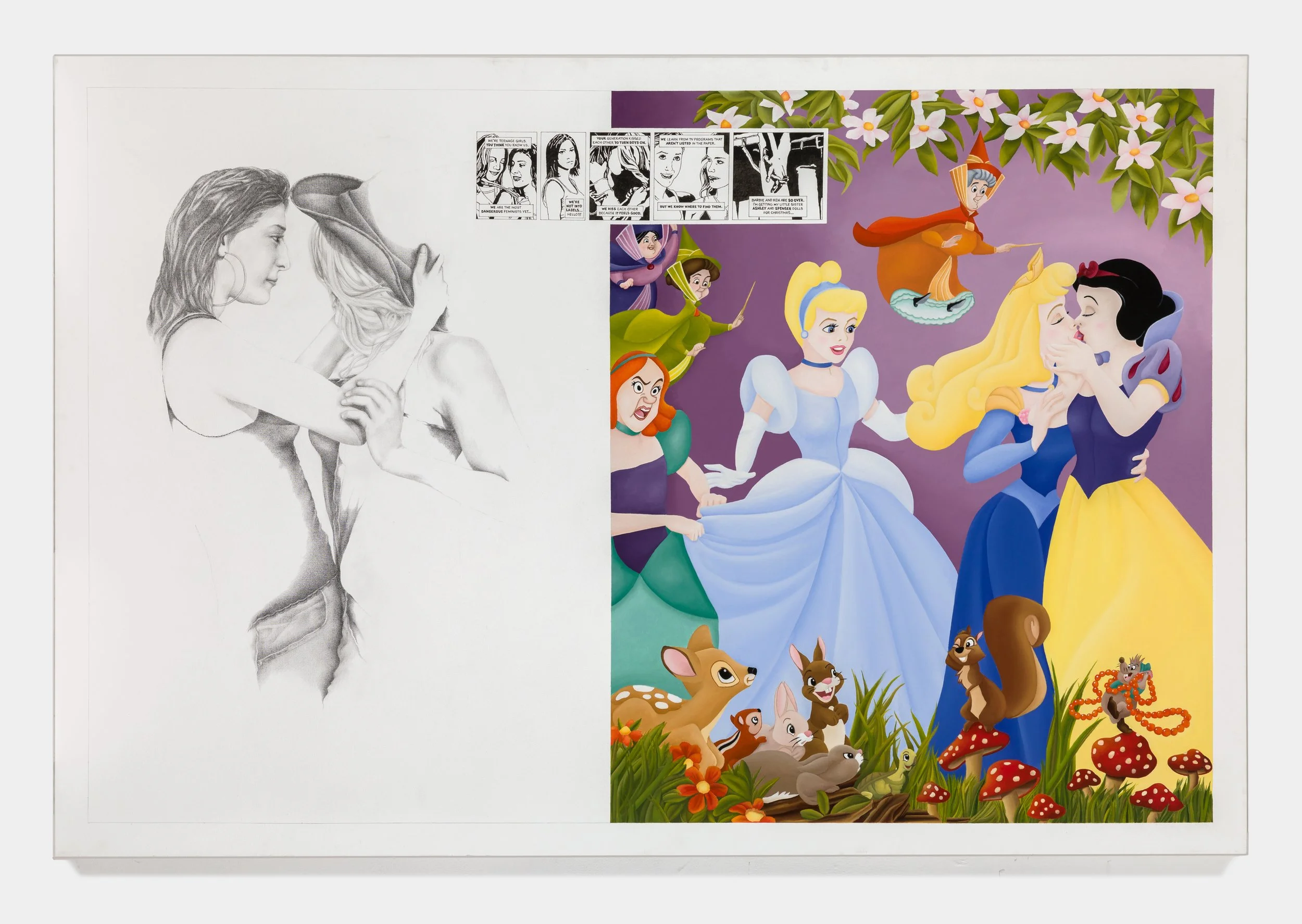   Sleeping Beauty Awakens , 2006 Oil, graphite and ink on canvas 48 x 72 x 1 1/4 inches 