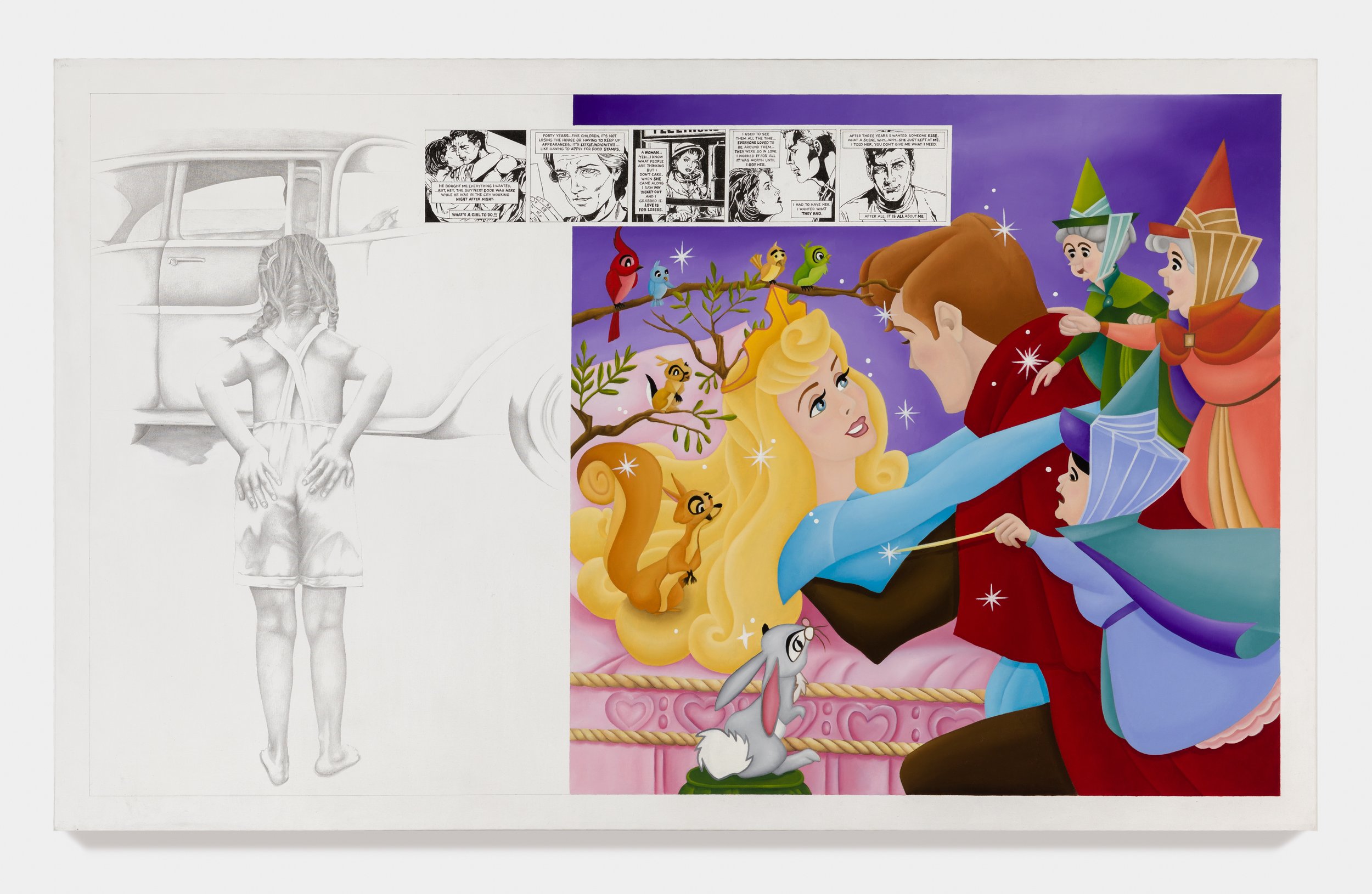   Where Did Our Love Go? , 2005 Oil, graphite and ink on canvas 44 x 72 x 1 1/4 inches 