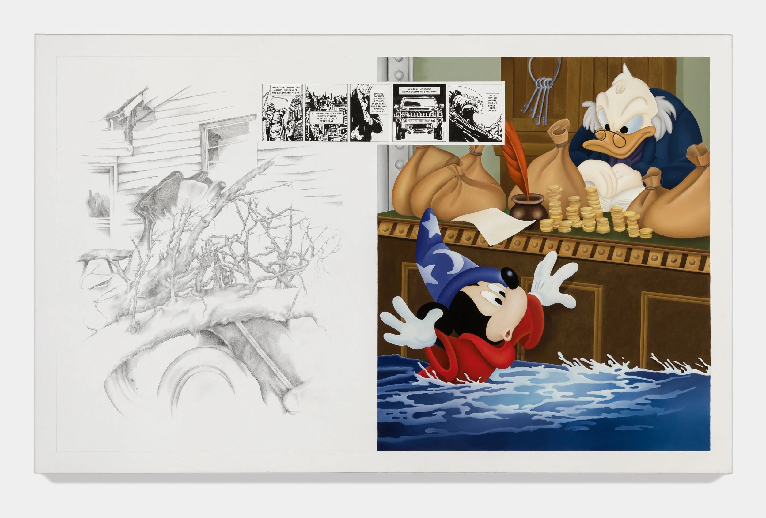   Well, I’ve Got Mine! , 2012 Oil, graphite and ink on canvas 40 x 64 x 1 1/4 inches 