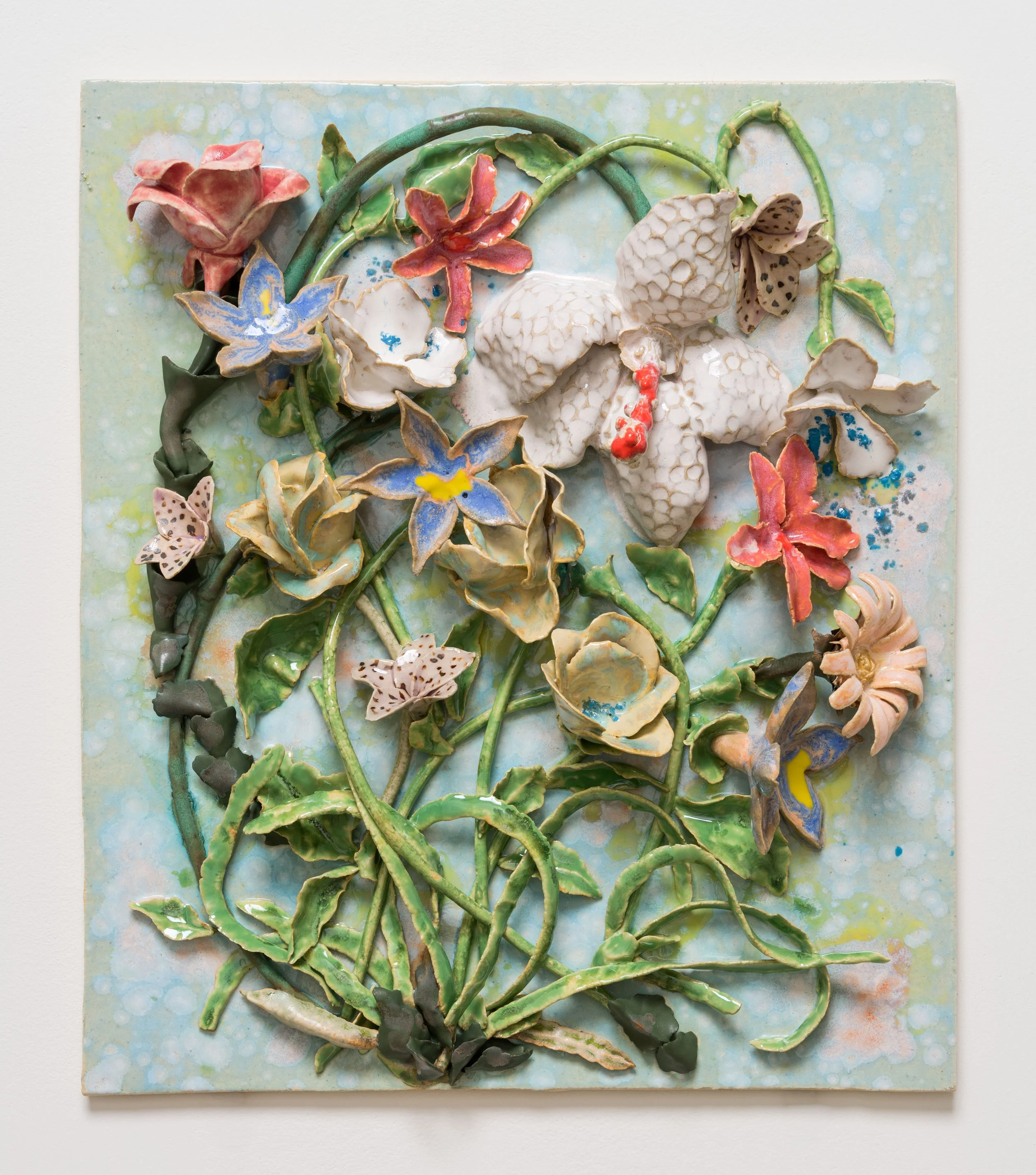   Still Life of Exotic Flowers , 2025 Glazed ceramic 18 3/4 x 16 x 4 1/2 inches&nbsp; 