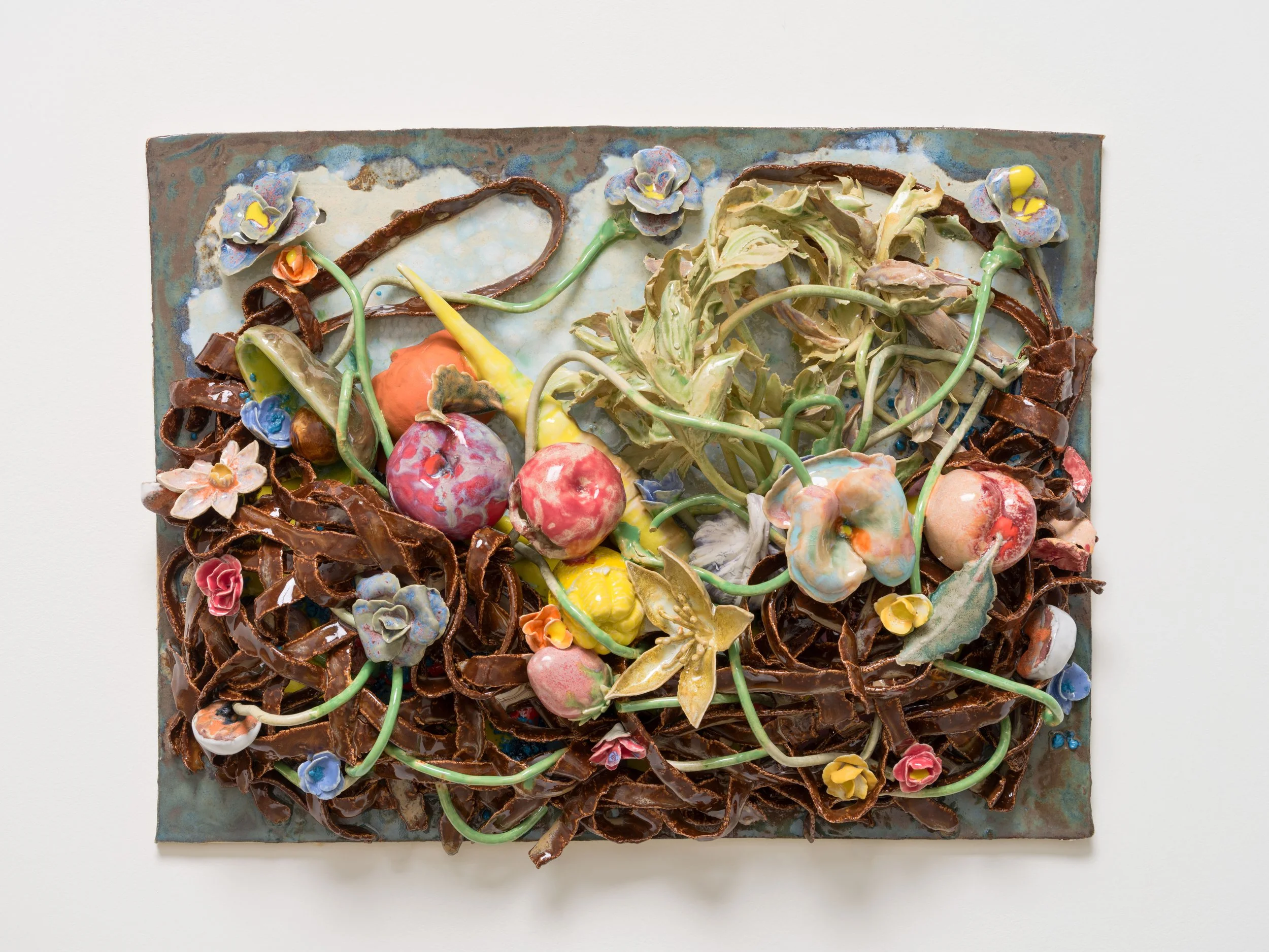   Flowers in Basket , 2025 Glazed ceramic 16 ½ x 22 x 8 inches&nbsp; 