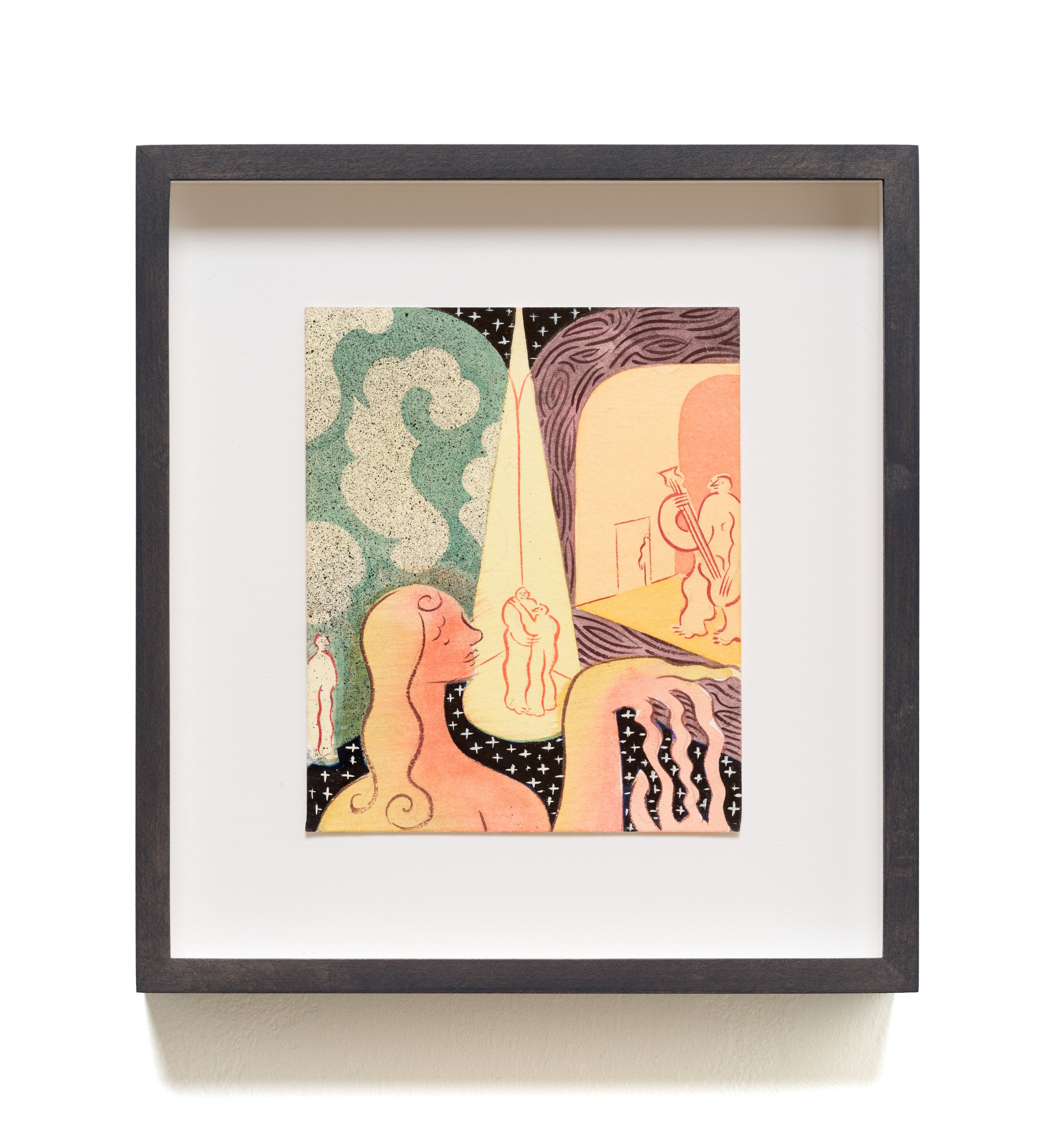   Synergy , 2025 Gouache, watercolor, and ink on paper 9½ x 8¾ x 1½ inches 
