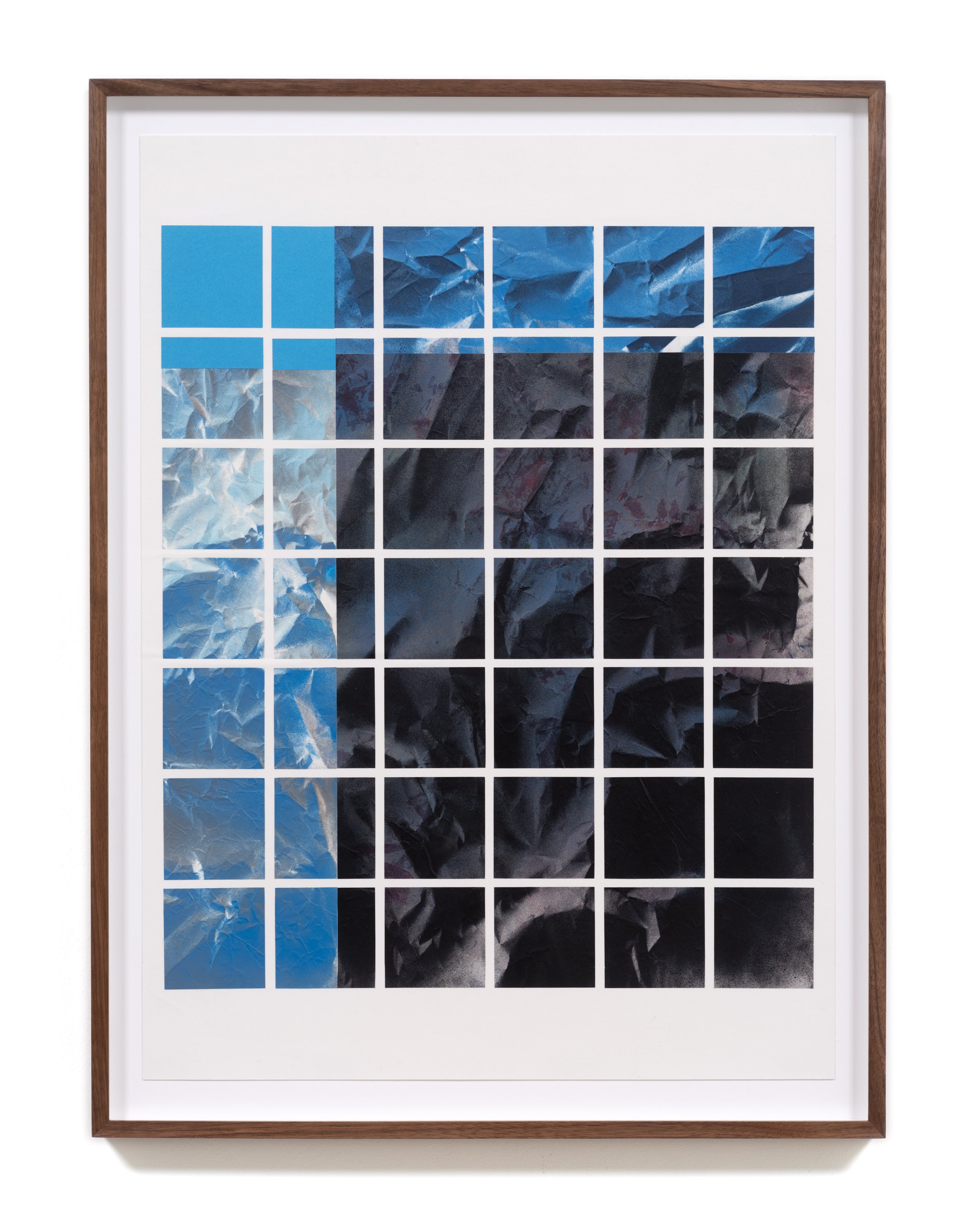  Untitled (Grid I) , 2023 Acrylic and collage on paper 32 3/4 x 24 1/2 x 1 1/2 inches (framed) 
