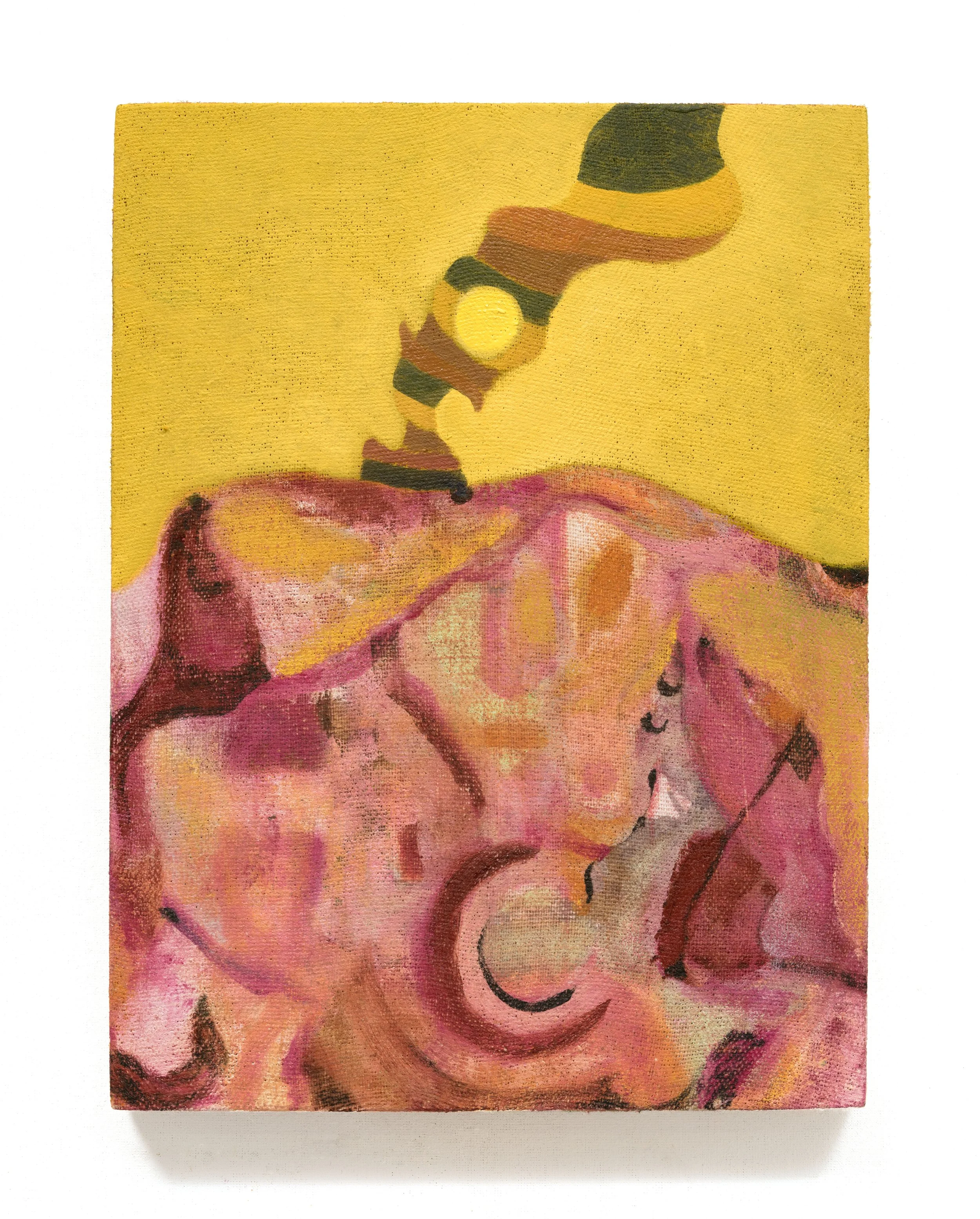   Dry Heat , 2025 Oil on kitchen linen 12 x 9 x 1 inches 