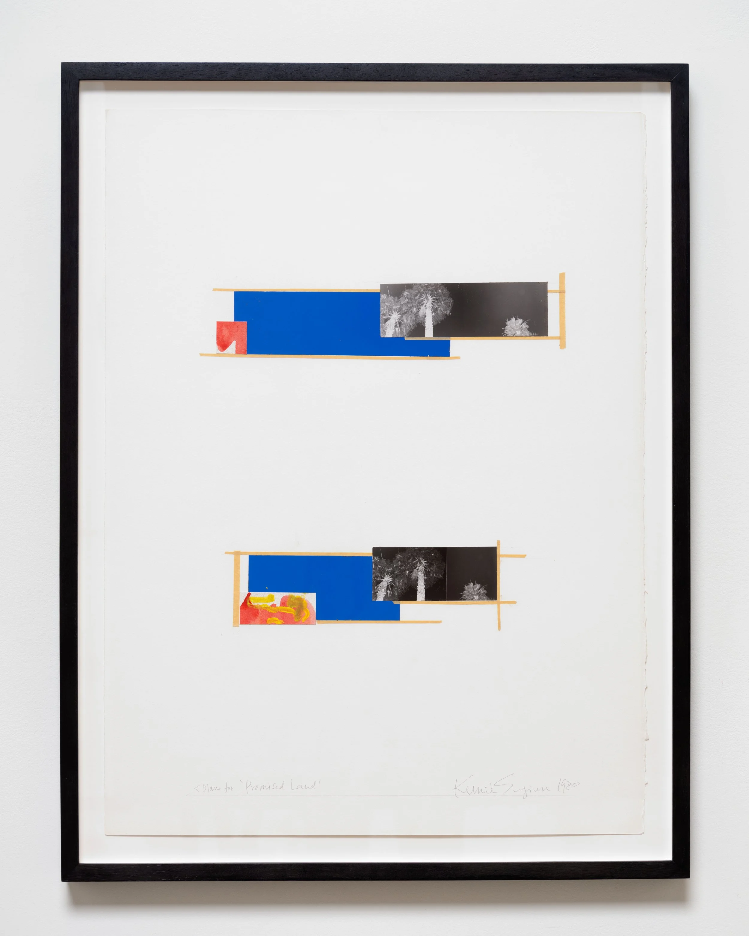   Plan to Promised Land , 1980 Gelatin silver print with acrylic, applied media, and pressure sensitive tape 33 3/4 x 26 x 1 3/4 inches (framed) 