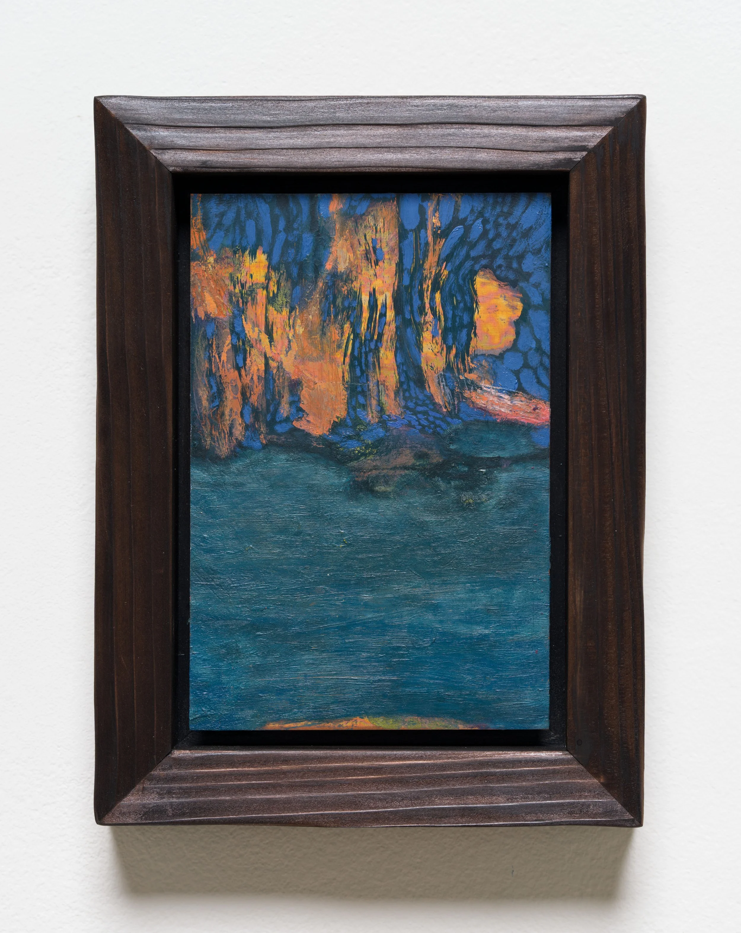   Heavy Waters , 2026 Oil on patinated copper, artist's frame 8 1/4 x 6 1/4 x 1 1/4 inches (framed) 