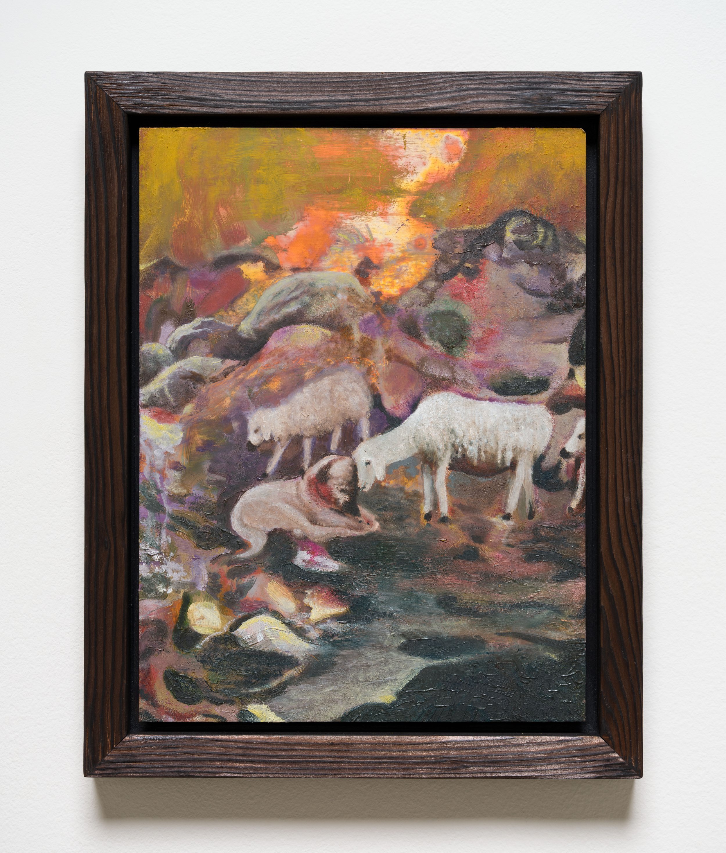  In Defense of Innocence , 2026 Oil on patinated copper, artist's frame 14 1/4 x 11 1/4 x 1 1/4 inches (framed) 