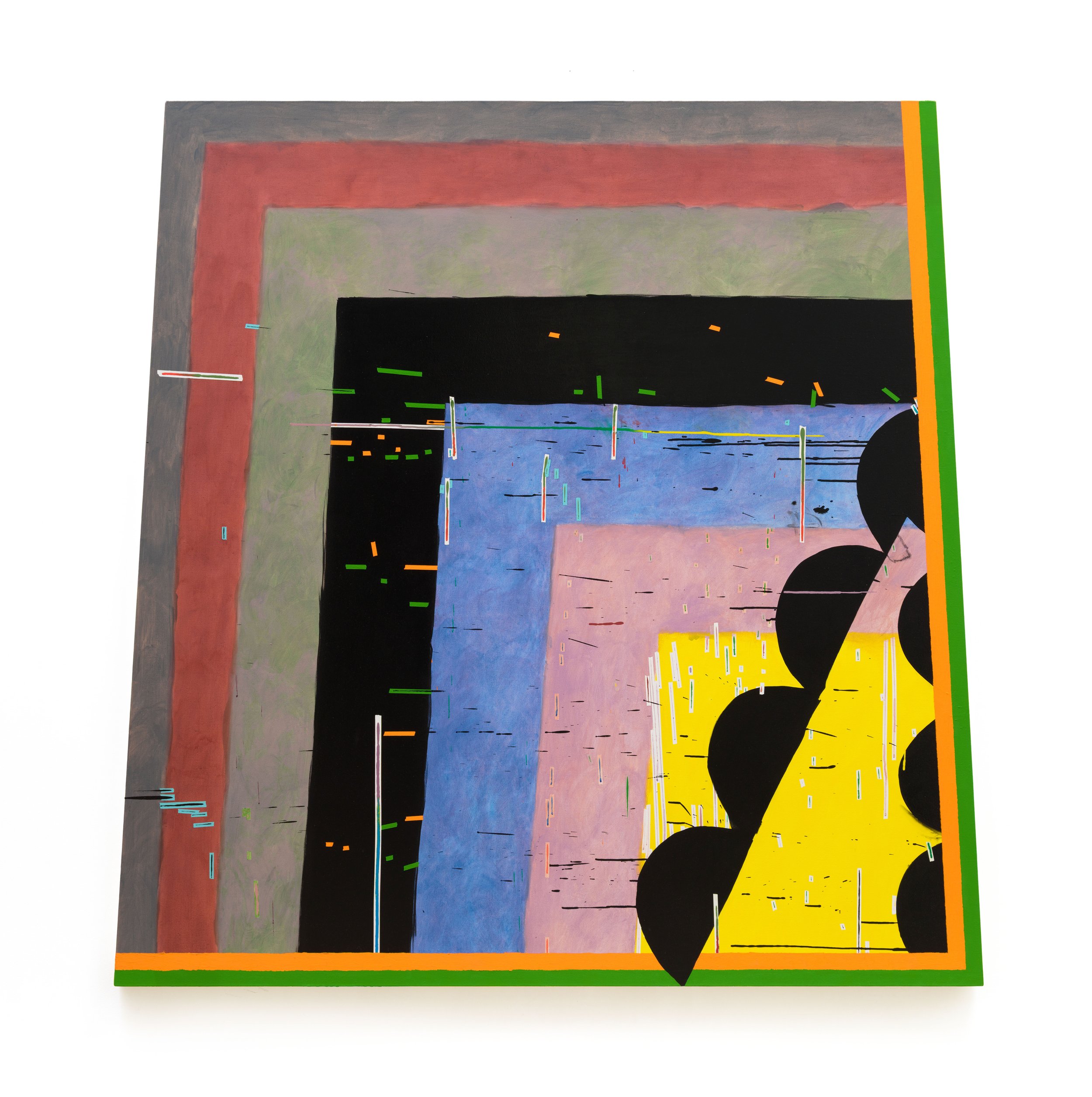  Allison Miller  Triangle , 2018 Oil and acrylic on canvas 73 x 73 x 1 1/2 inches  Courtesy of the artist, Moskowitz Bayse, Los Angeles, and&nbsp;Susan Inglett Gallery, New York.&nbsp; 