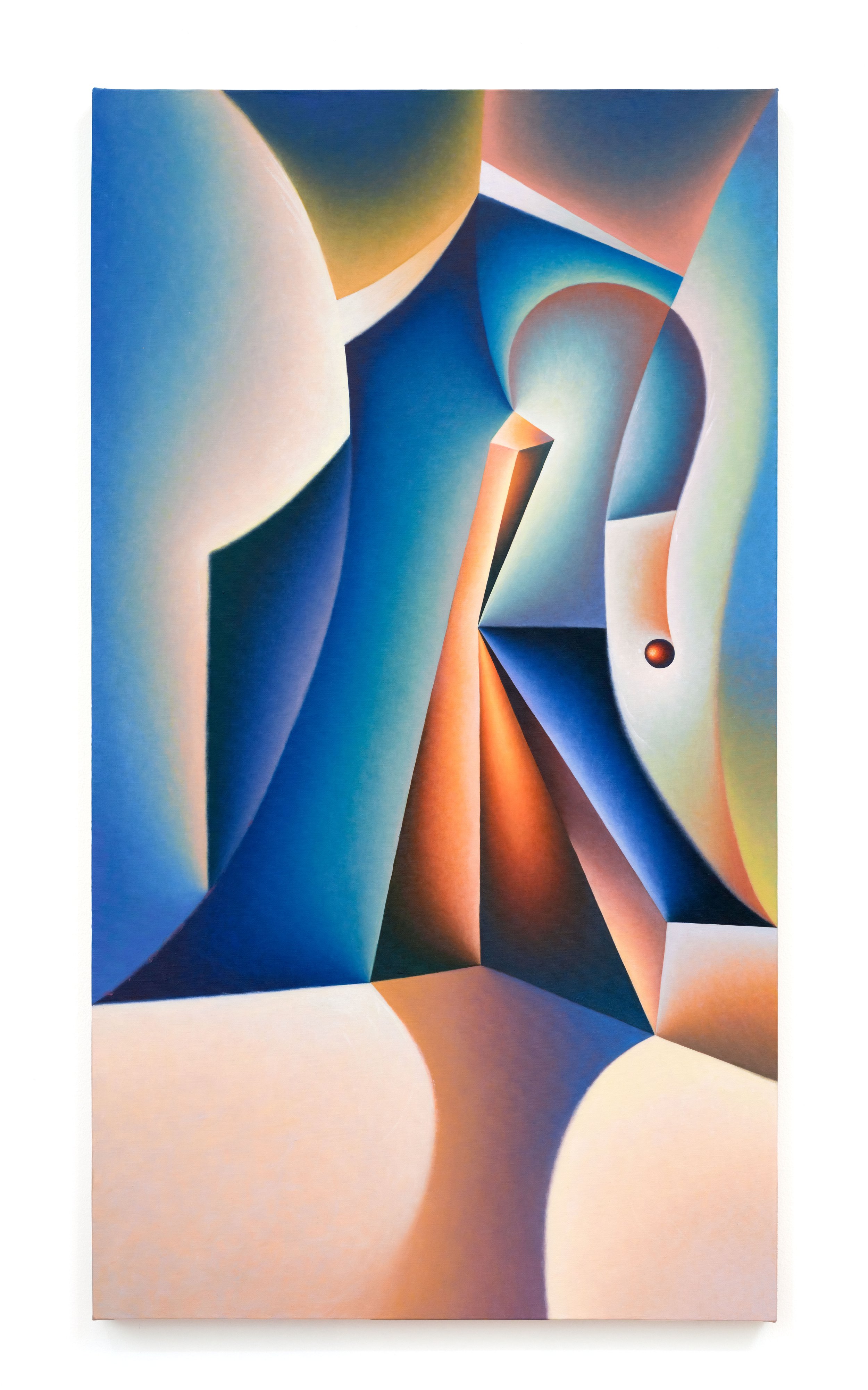  Angela Heisch  Stability , 2026 Oil on linen 36 x 20 x 1 1/4 inches  Courtesy of the Artist and GRIMM, Amsterdam | London | New York. 