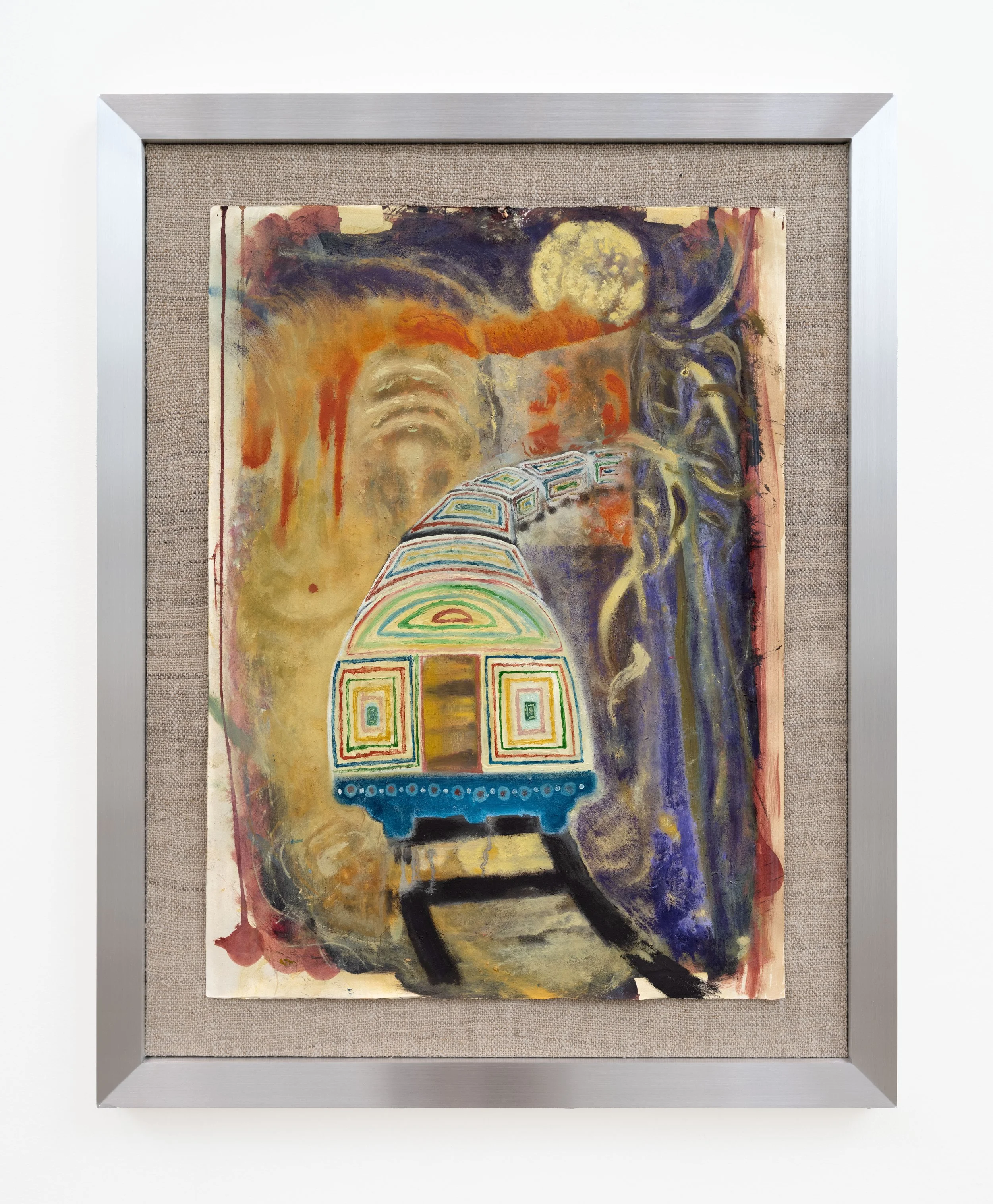   Farther , 2026 Oil and PVA distemper on paper, artist's frame 33 1/4 x 26 1/4 x 1 1/2 inches (framed) 