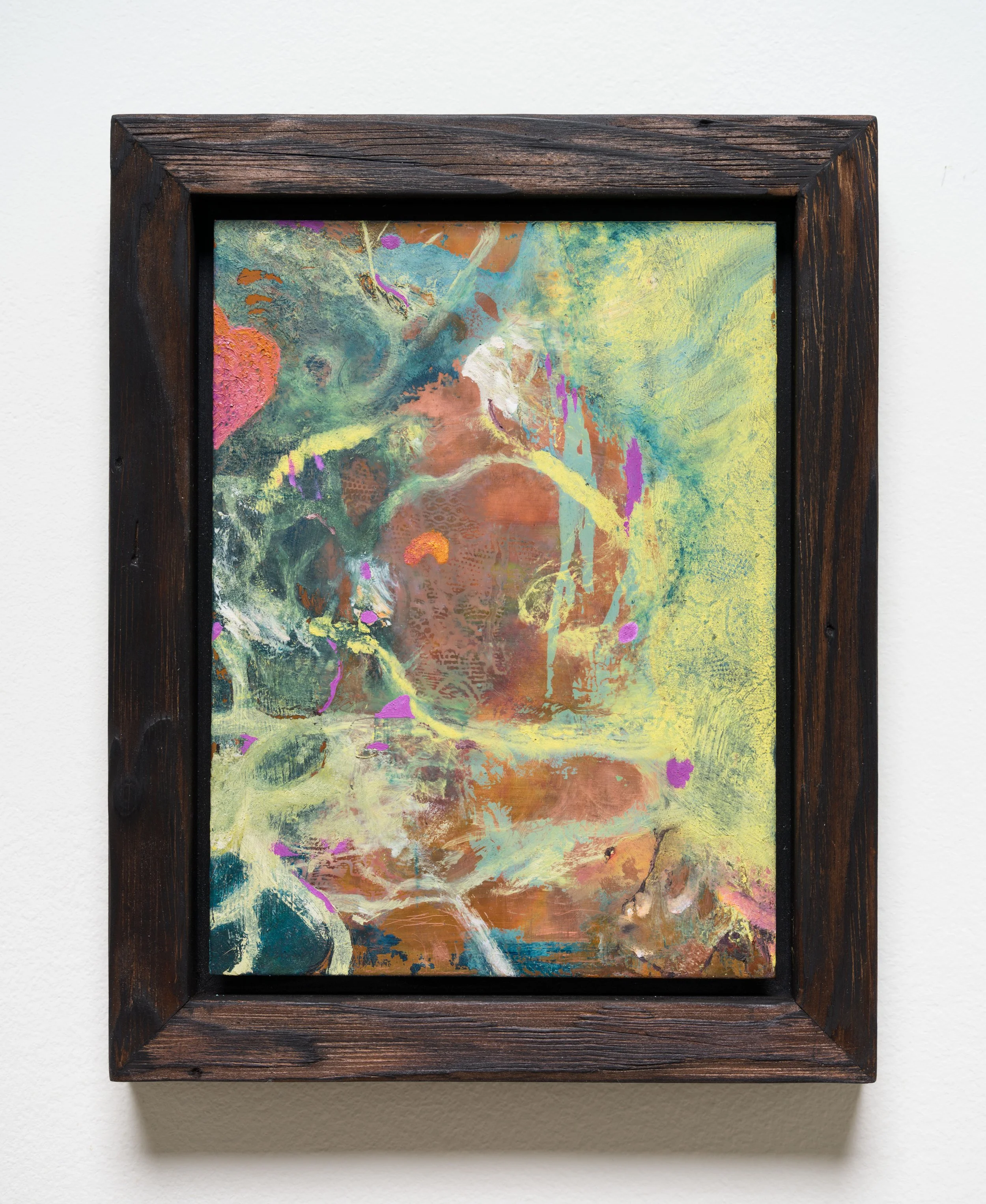   Victor's Method , 2026 Oil on patinated copper, artist's frame 10 1/4 x 8 1/4 x 1 1/4 inches (framed) 