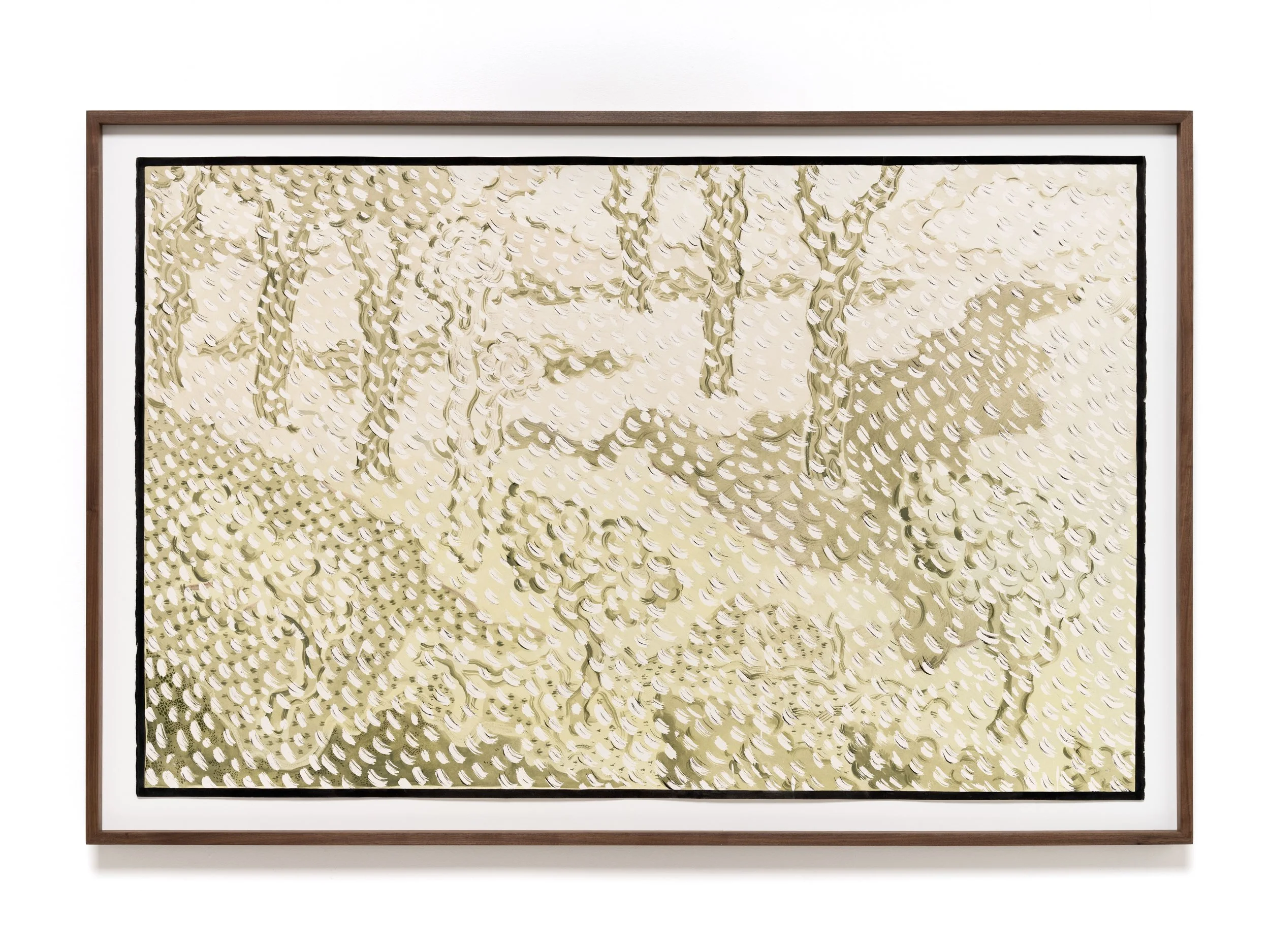   Earthtones , 2026 Gouache, watercolor, and ink on paper 43 1/2 x 65 3/8 x 2 inches (framed) 