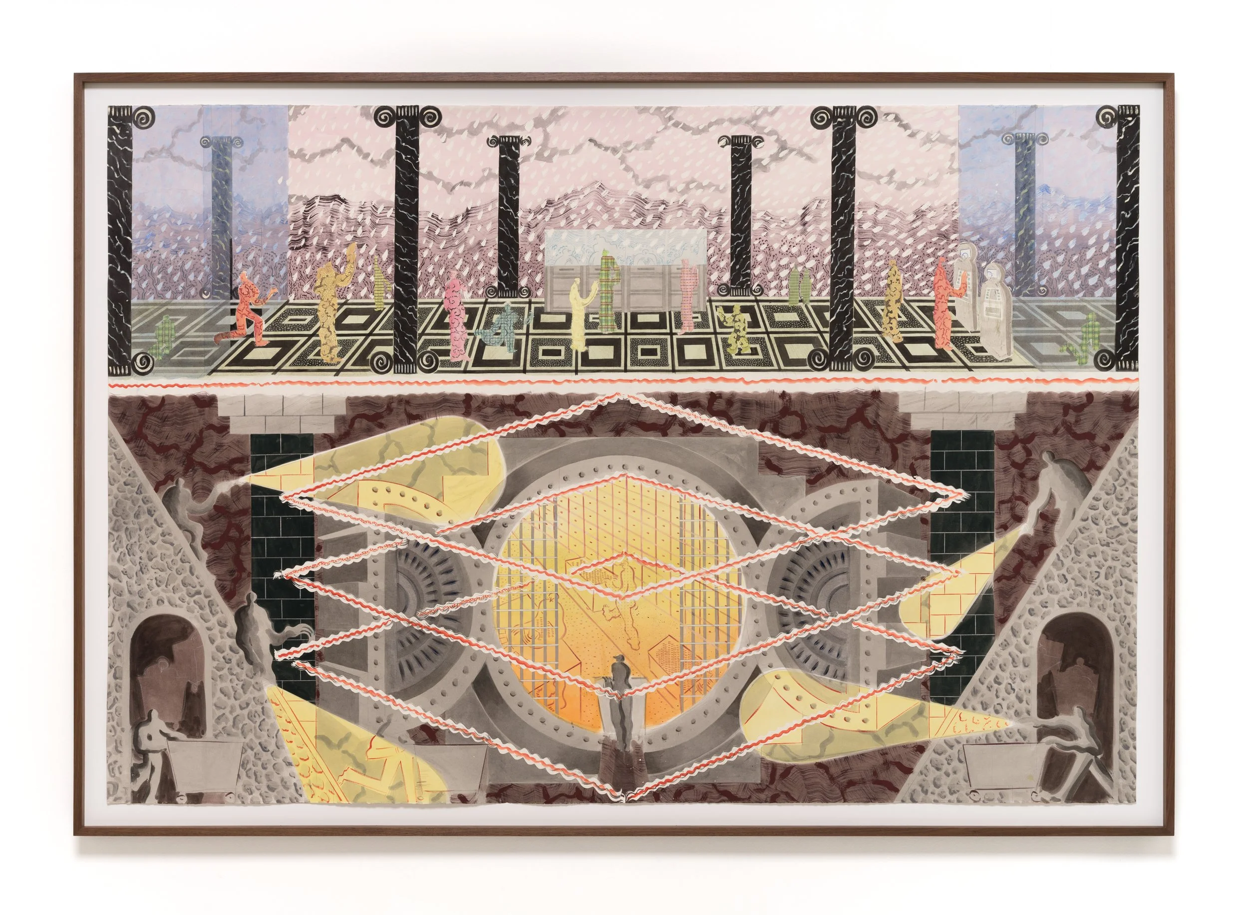   Open Sesame , 2026 Gouache, watercolor, and ink on paper 65 5/8 x 94 3/8 x 2 inches (framed) 