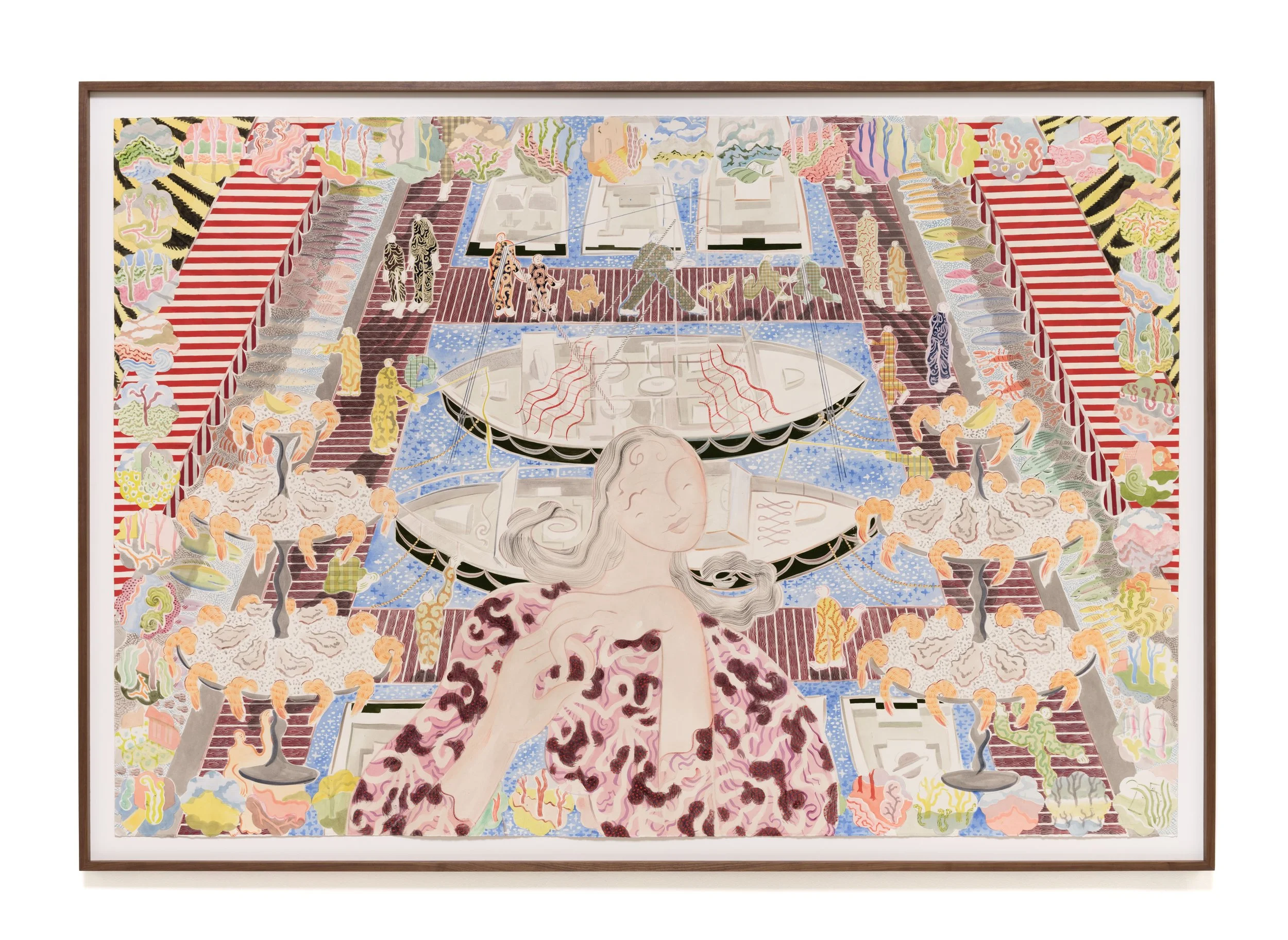   Water Signs , 2026 Gouache, watercolor, and ink on paper 65 5/8 x 94 3/8 x 2 inches (framed) 