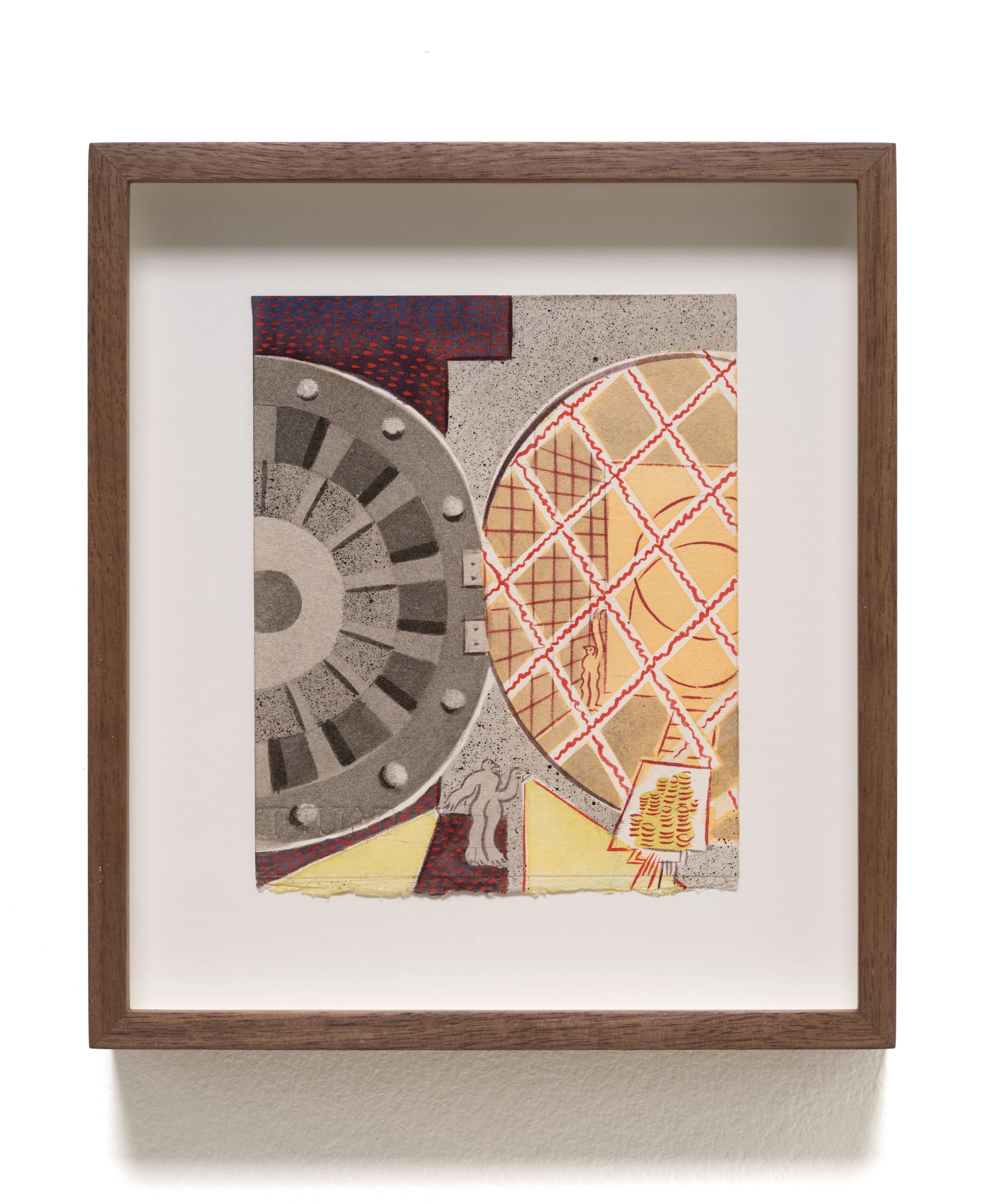   Entrance , 2025 Gouache, watercolor, and ink on paper 9 x 8 x 1 1/2 inches (framed) 