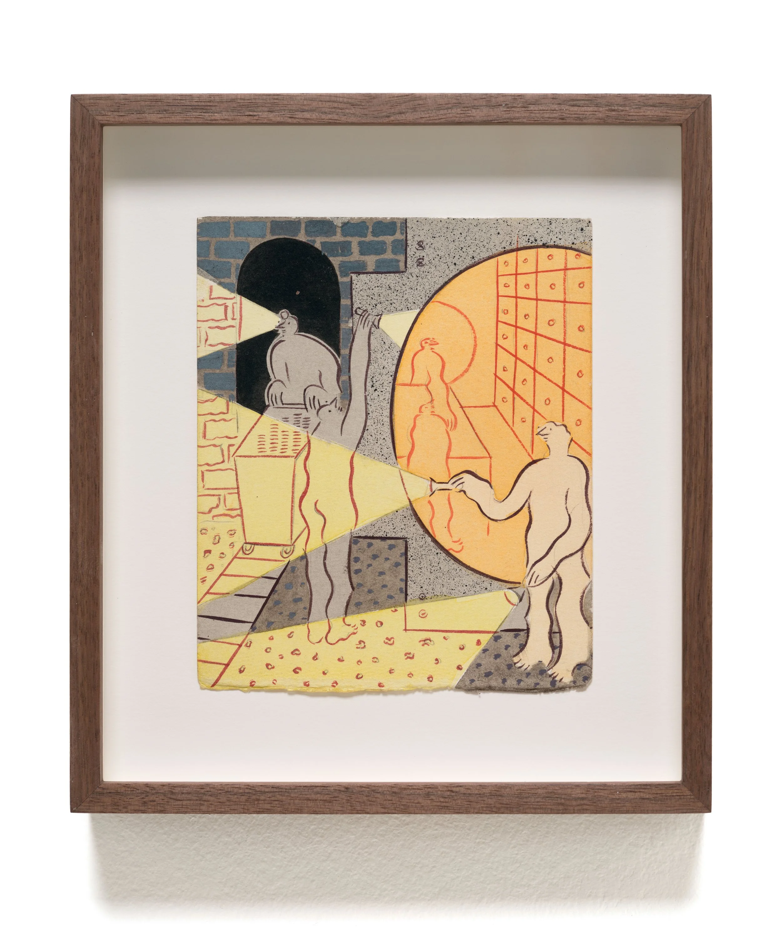   Subterranea , 2025 Gouache, watercolor, and ink on paper 9 x 8 x 1 1/2 inches (framed) 