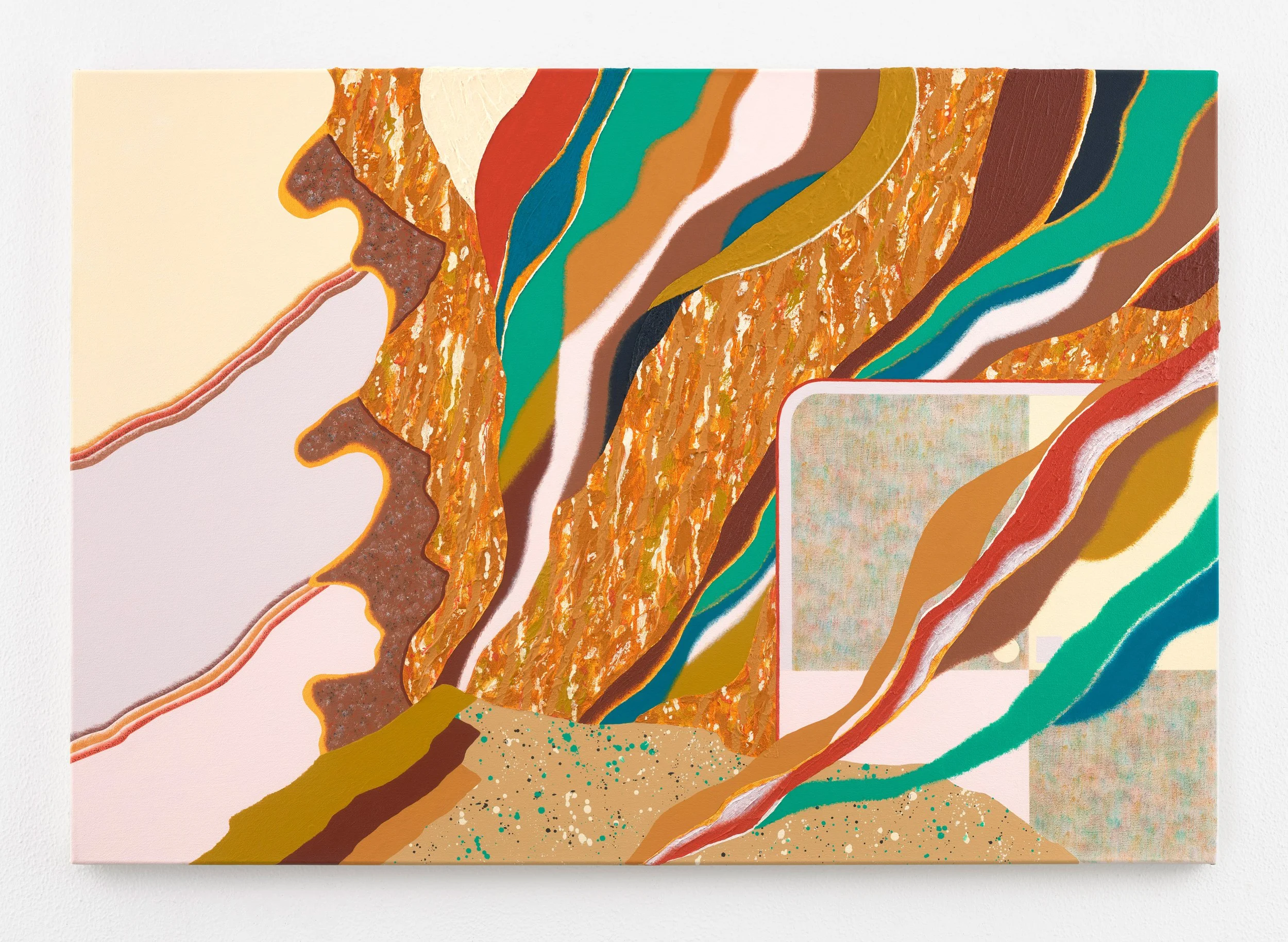   Warmth / CremeWhite , 2026 Acrylic, sand, and modeling paste on canvas 35 3/8 x 51 1/8 x 1 1/8 inches; 90 x 130 x 3 cm  Photo: Eric Tschernow 