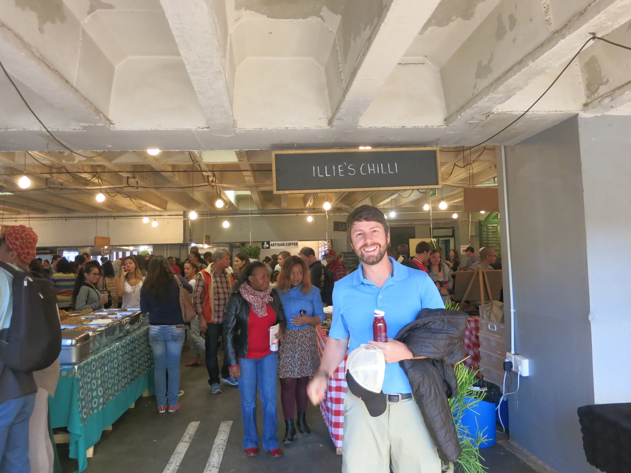 Ryan at Neighborhood Goods Market, Johannesburg, South Africa. RTW Travel