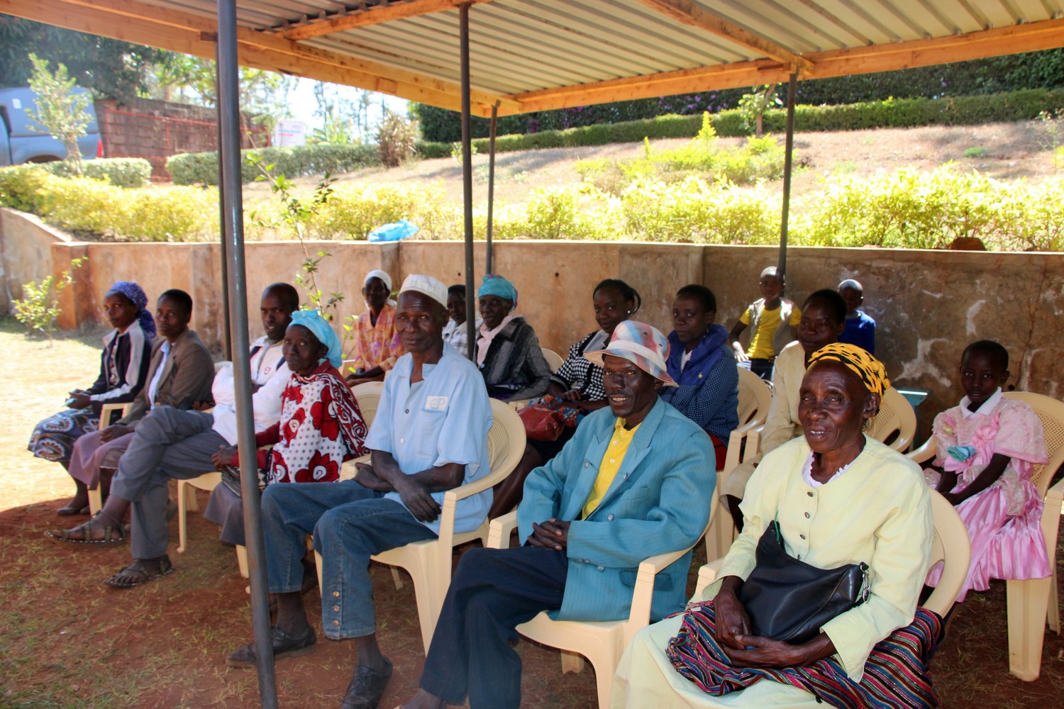 Clinic patients wait to be seen.