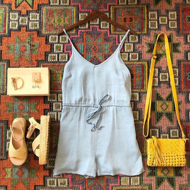 Celebrate Saturday + Summertime with this new romper and the color scheme to match 💛🌼☀️🦋🧵💎