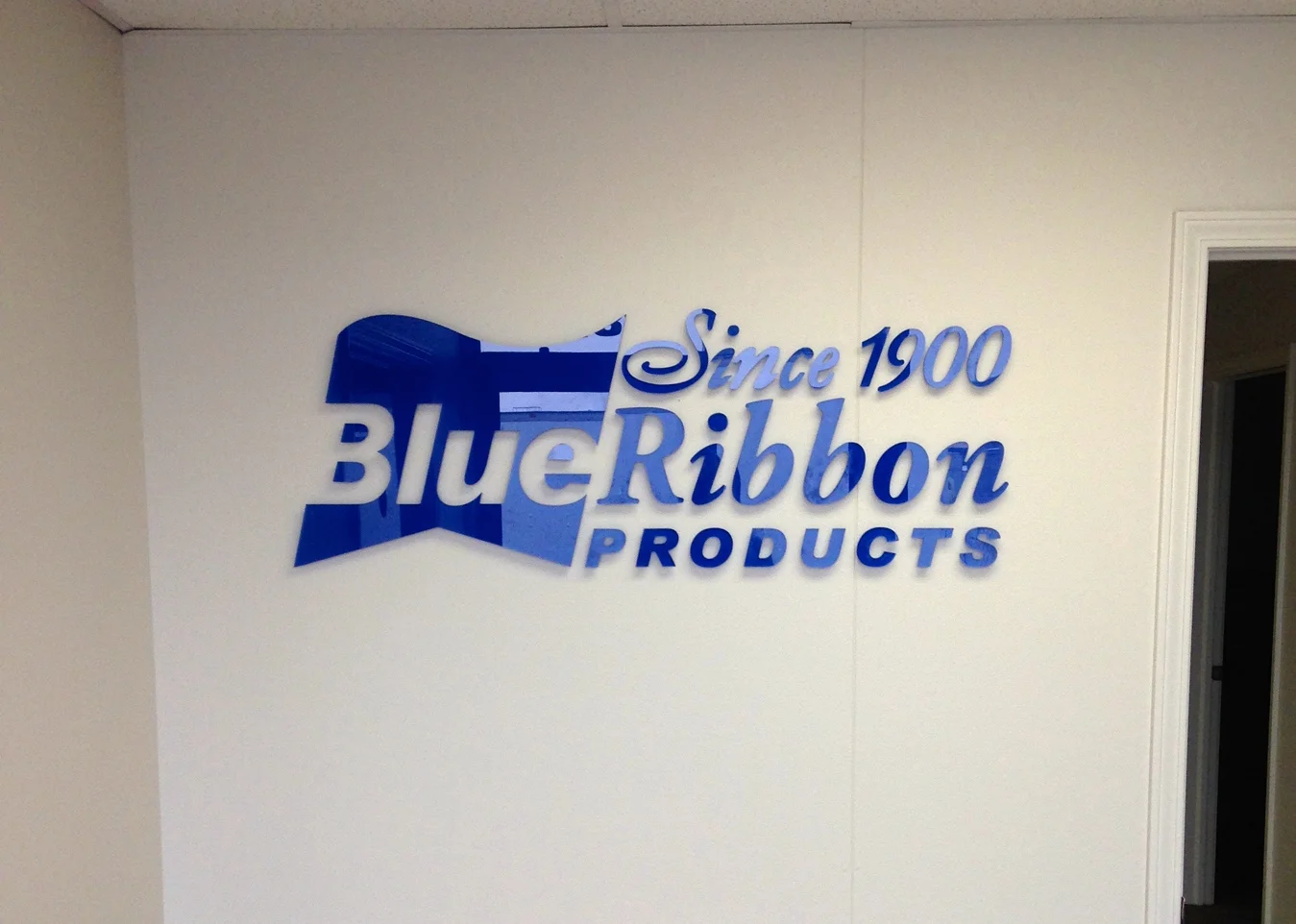 Interior Wall Logo for Blue Ribbon Products