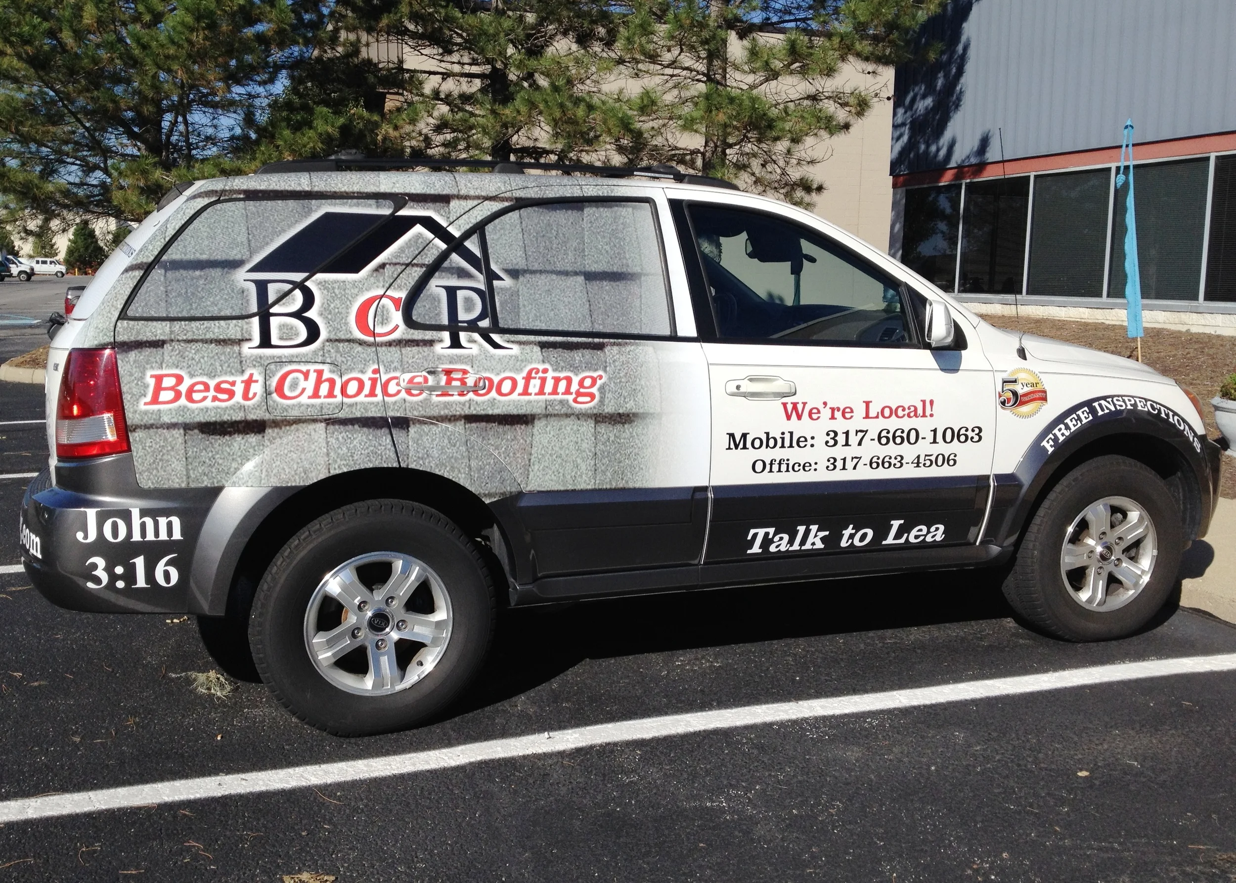 Partial Digitally Printed Car Wrap for Best Choice Roofing