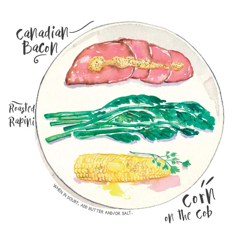 canadian bacon rapini corn on the cob.jpg