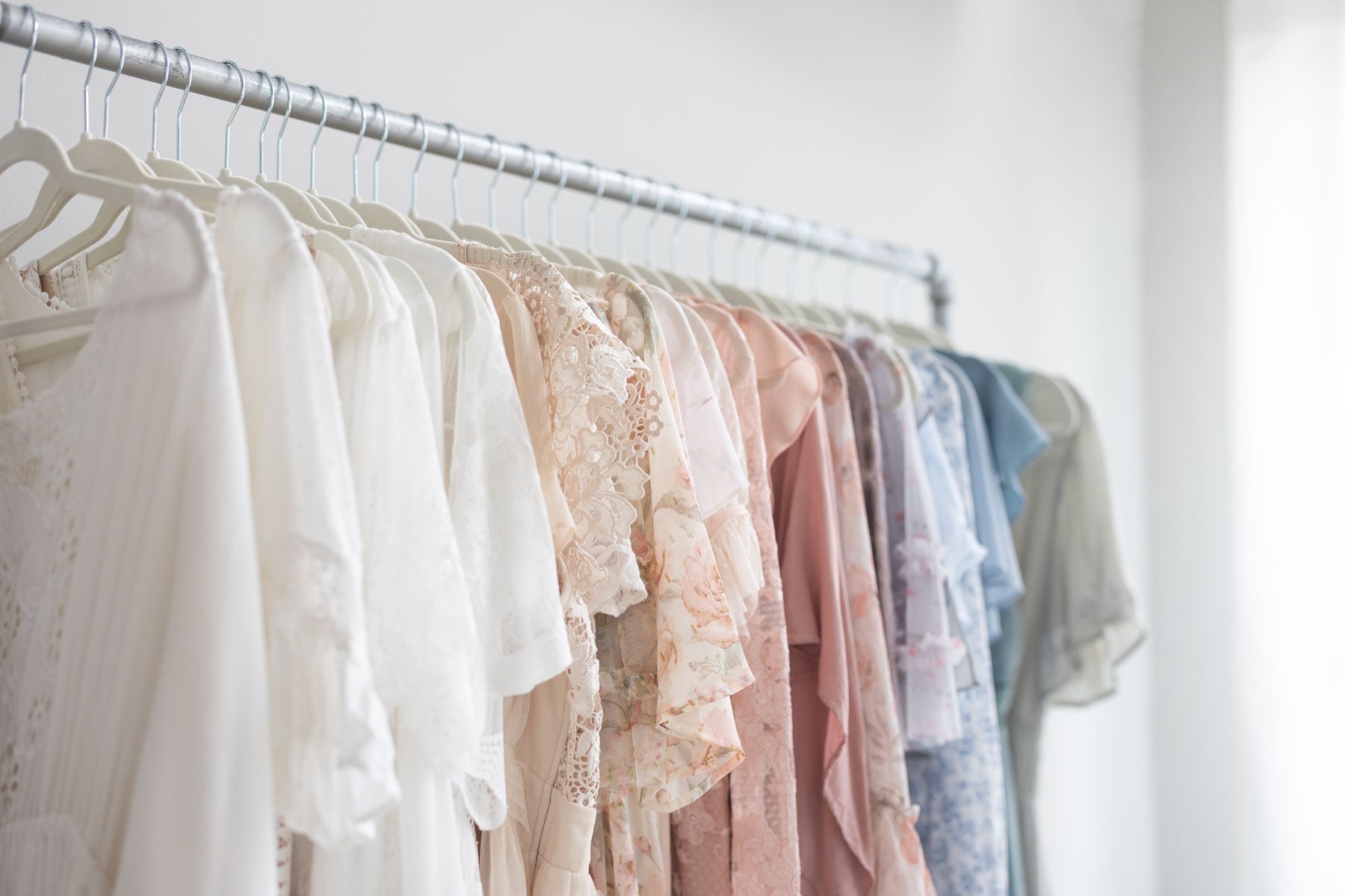 Rack of dresses in studio