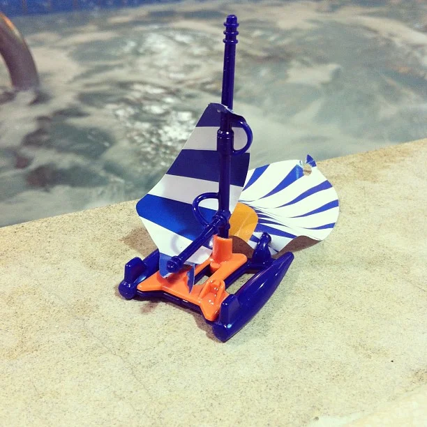 Little Truman couldn’t brave the hot tub sea (Taken with instagram )