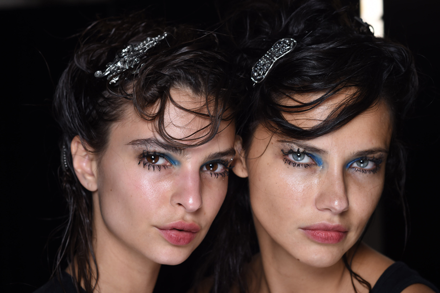 MARC JACOBS (Photo: Nars): To create the worn-in eyes of an “East Village girl who’s been out all night,” François Nars used his Velvet Shadow Stick in Dark Angel, Eye Paint in Solomon Islands and Dual-Intensity Eyeshadow in Cressida (new shade for Spring 2016).