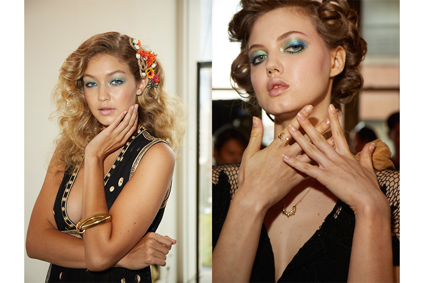DIANE VON FURSTENBERG (Photo: Essie): Pat McGrath used a blend of shimmery green and metallic blue shadows (on the crease and as liner, respectively), to create this look inspired by a 1970s photo of DVF.