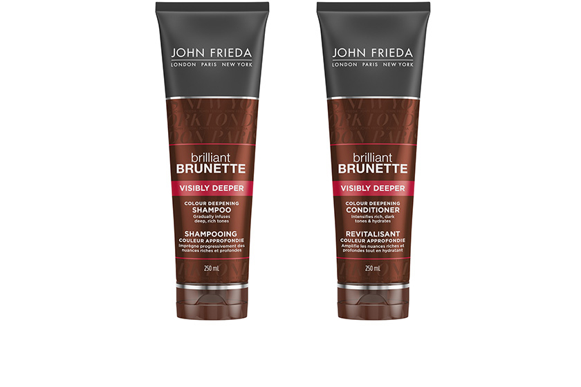  John Frieda Brilliant Brunette Visibly Deeper Colour Deepening Shampoo and Conditioner give brunettes a gradual, semi-permanent hint of darker colour between salon visits.  $13 each, at drugstores  