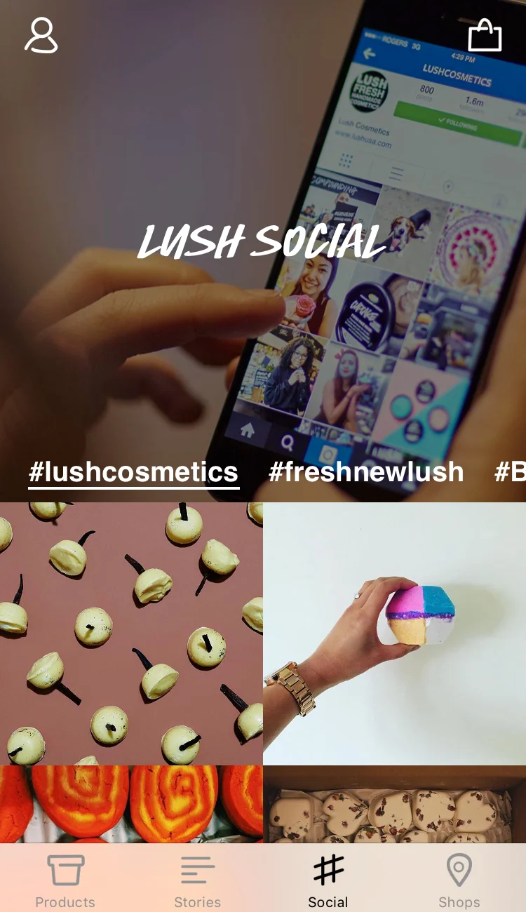 Screenshot from the Lush app