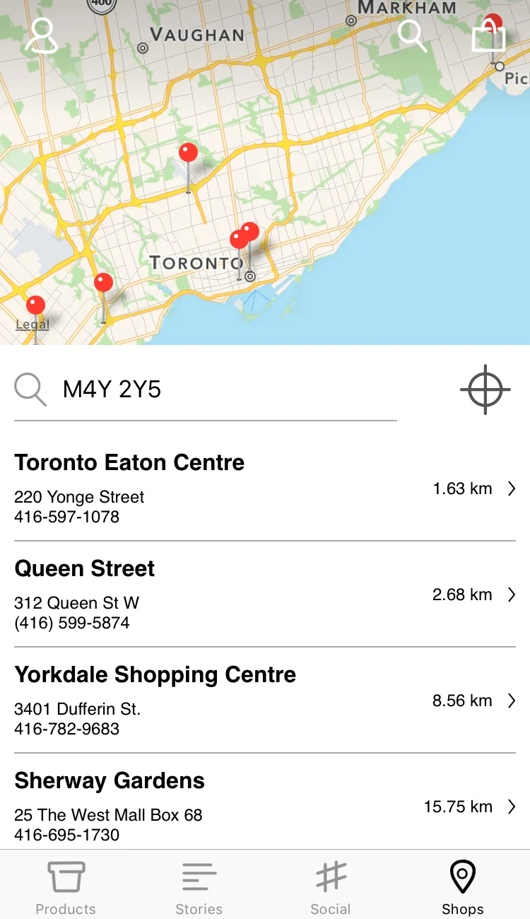 Screenshot from the Lush app