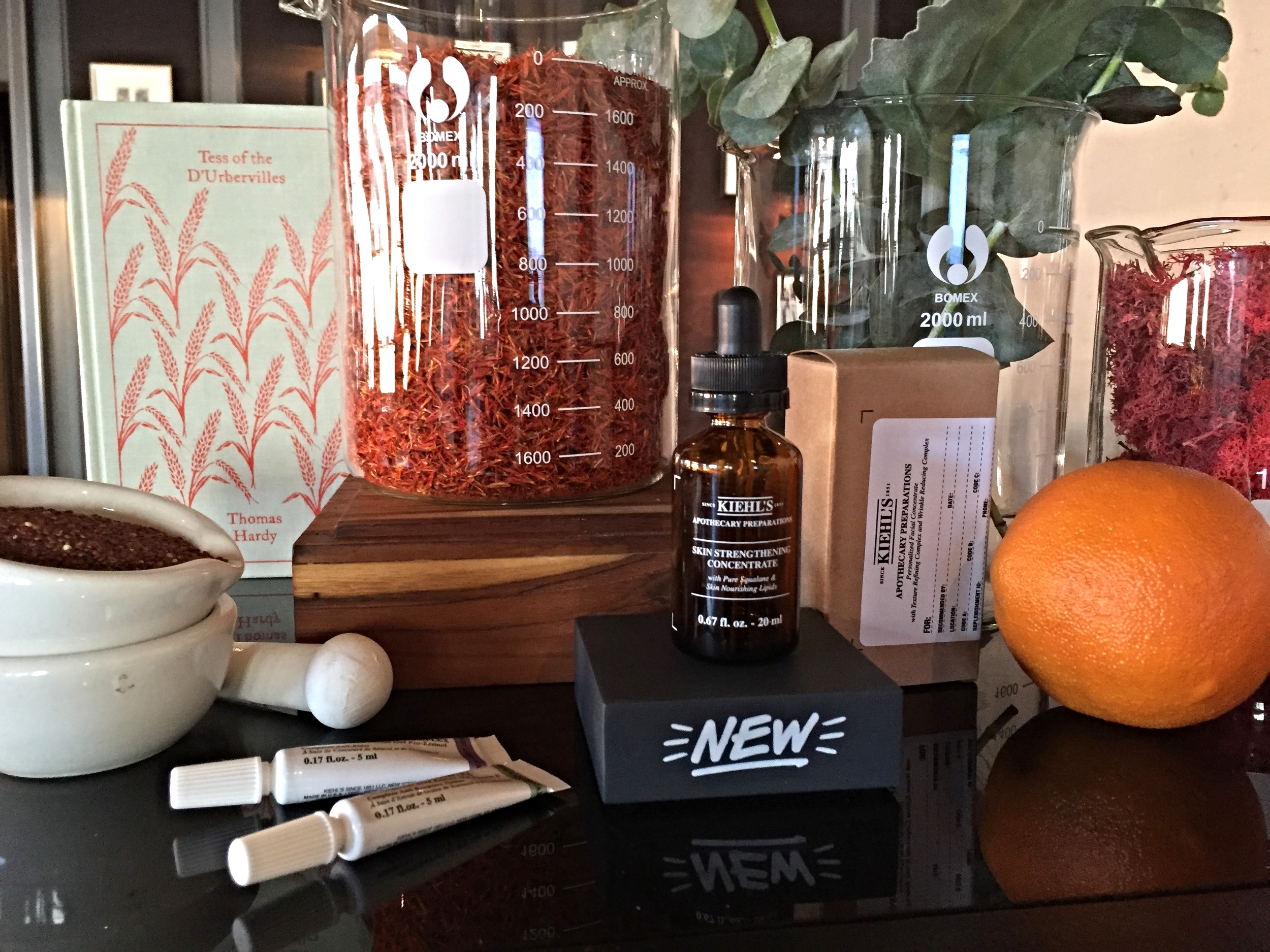Kiehl’s Apothecary Preparations, on display at the Toronto press launch