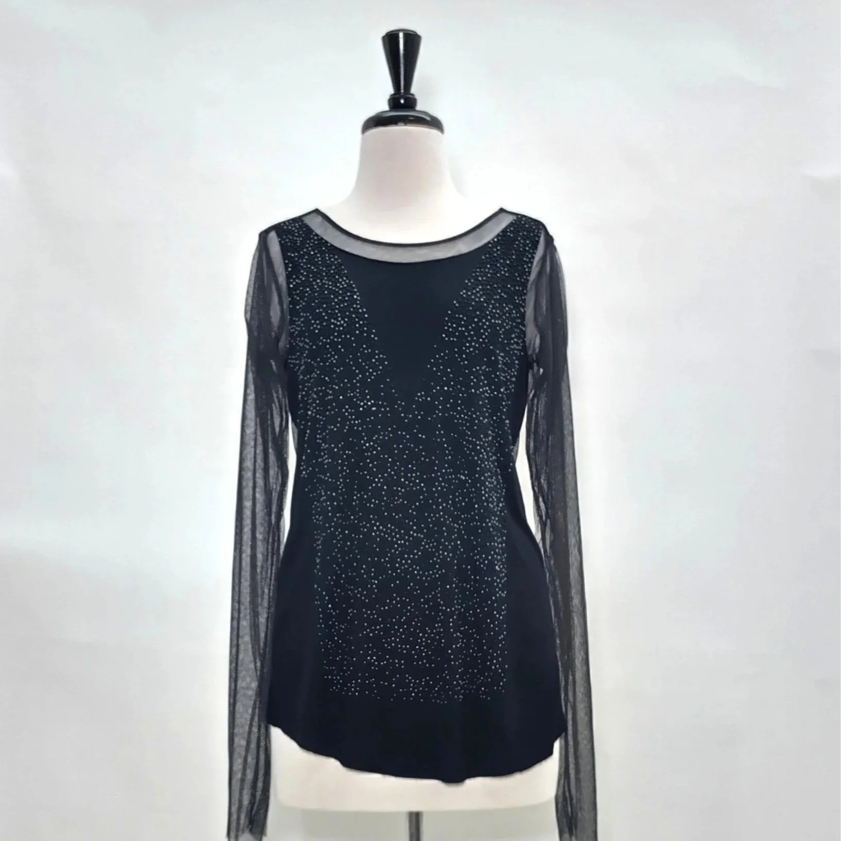 Akira Isogawa - Hand embroided and beaded tulle long sleeve top