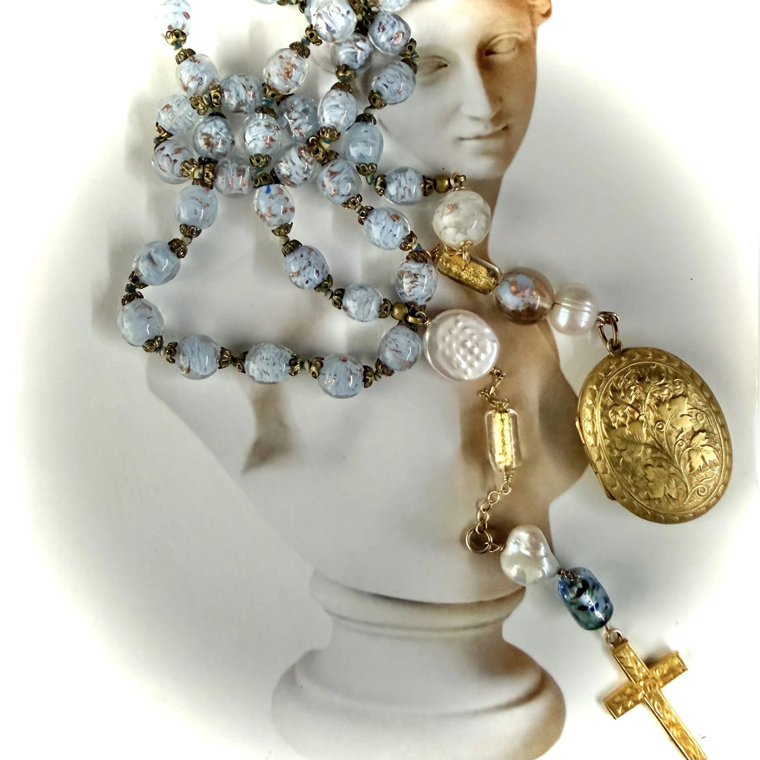 29. Maria Leoni - Pale blue gold Murano Bead Laurate - Necklace