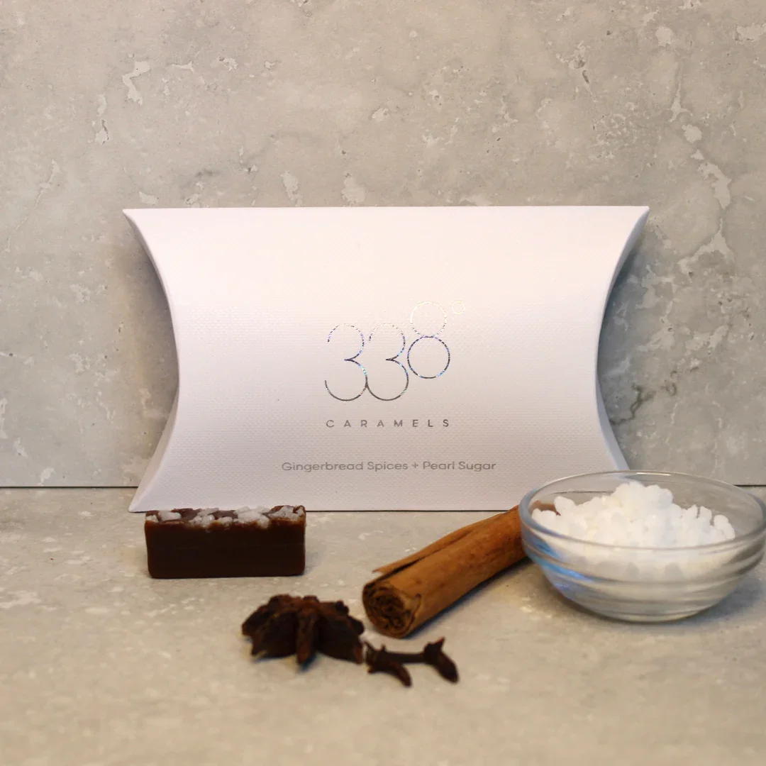 338degrees - Petit Fours of Gingerbread Spices + Pearl Sugar Carame