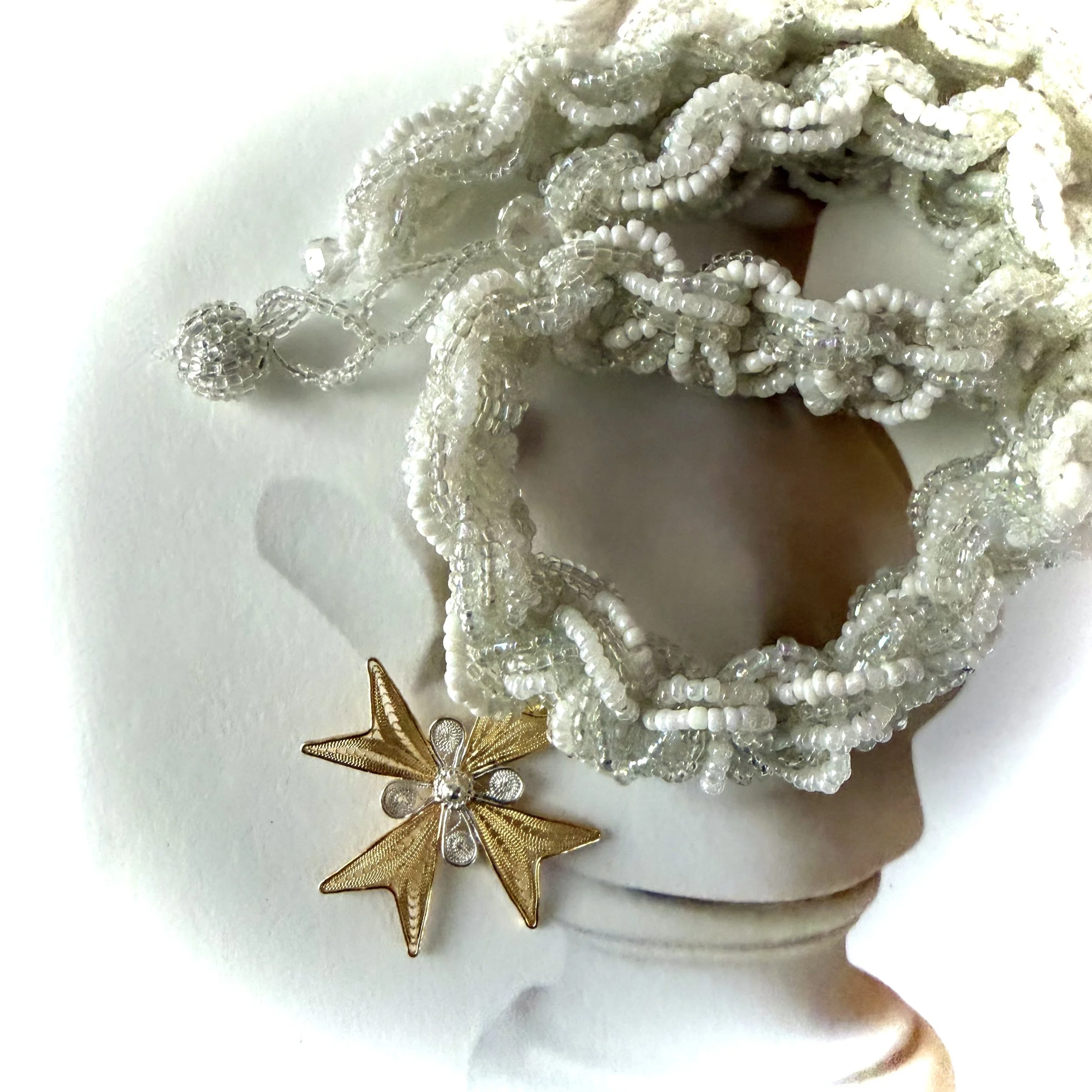 15. Maria Leoni - Crisp White Glass Bead - Necklace