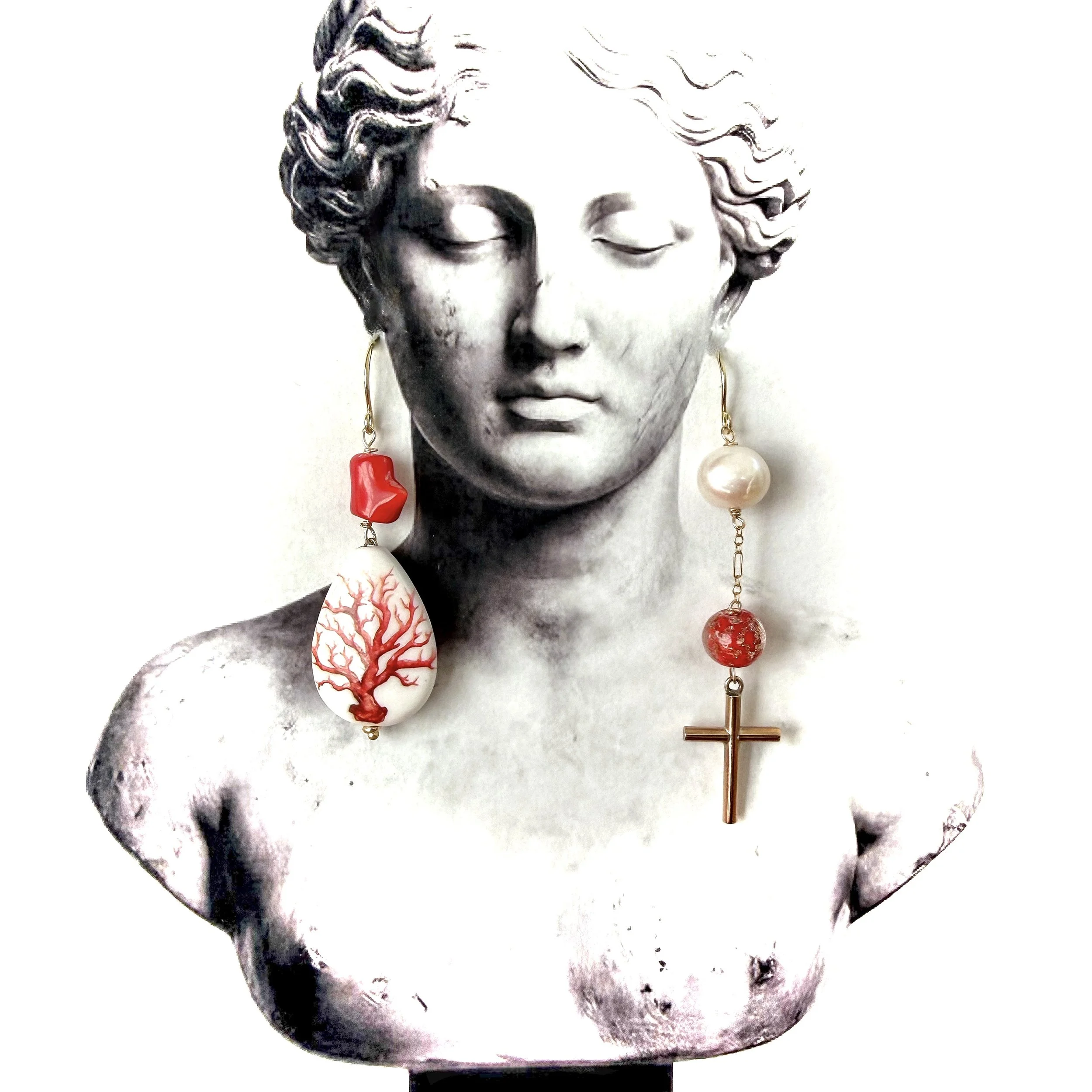 20. Maria Leoni - Aeolian Coral Ceramic Bead - Earrings