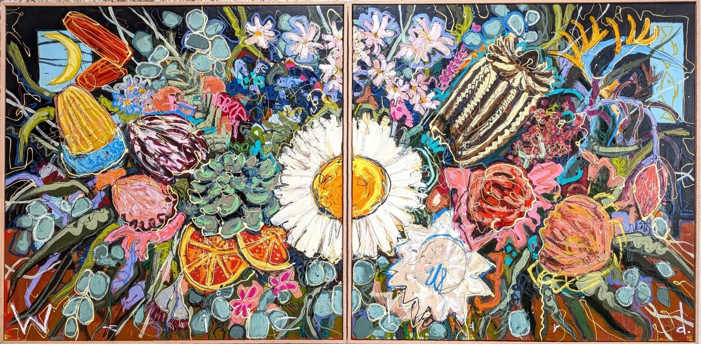 Aidan Weichard - MoonLight Blooms Diptych