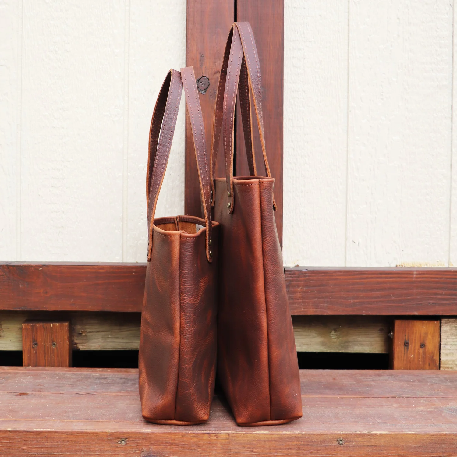 Rolled Top Leather Tote — Hawks & Doves