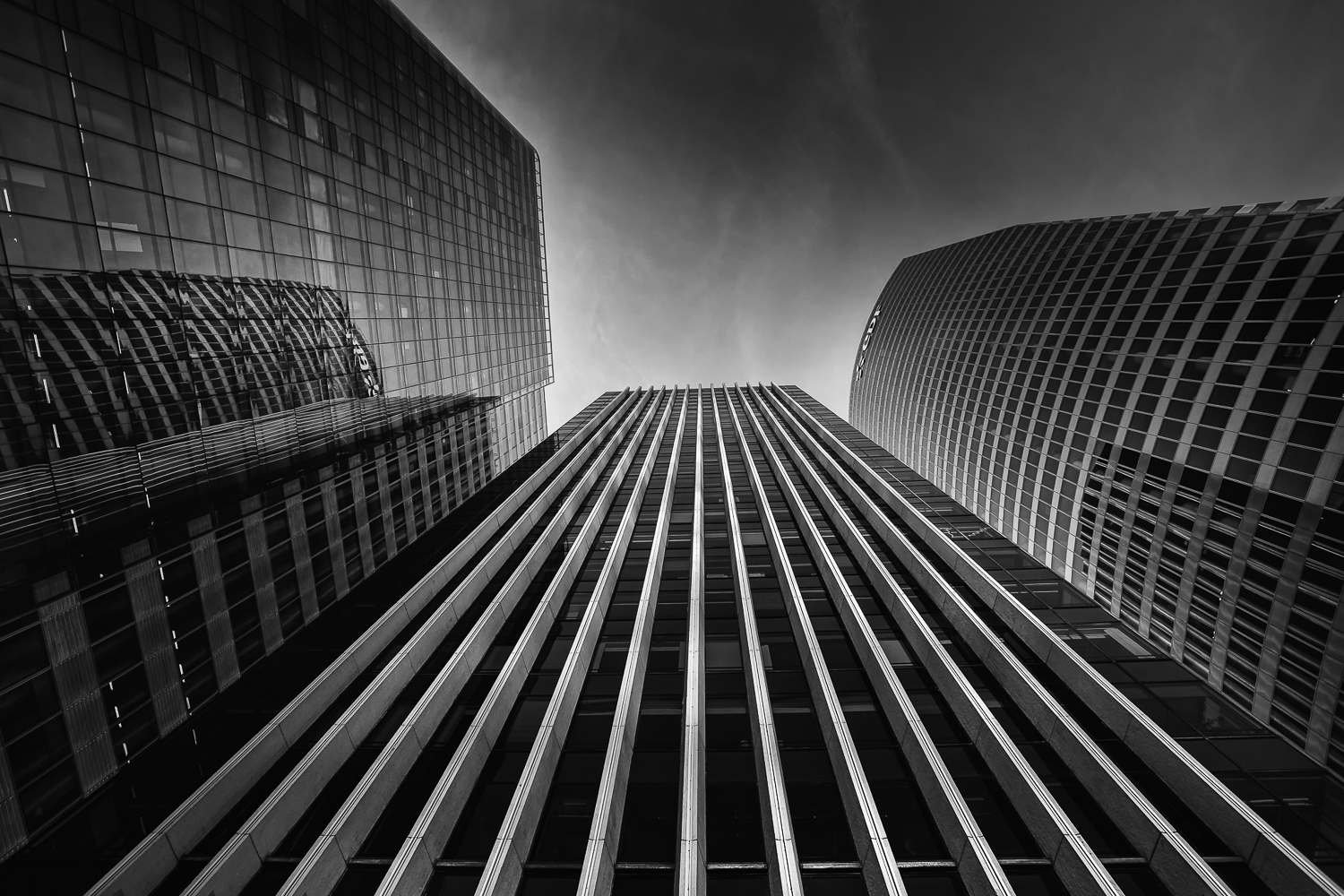 Paris La Defense. The business area in Paris, full of amaing buildings and reflection.